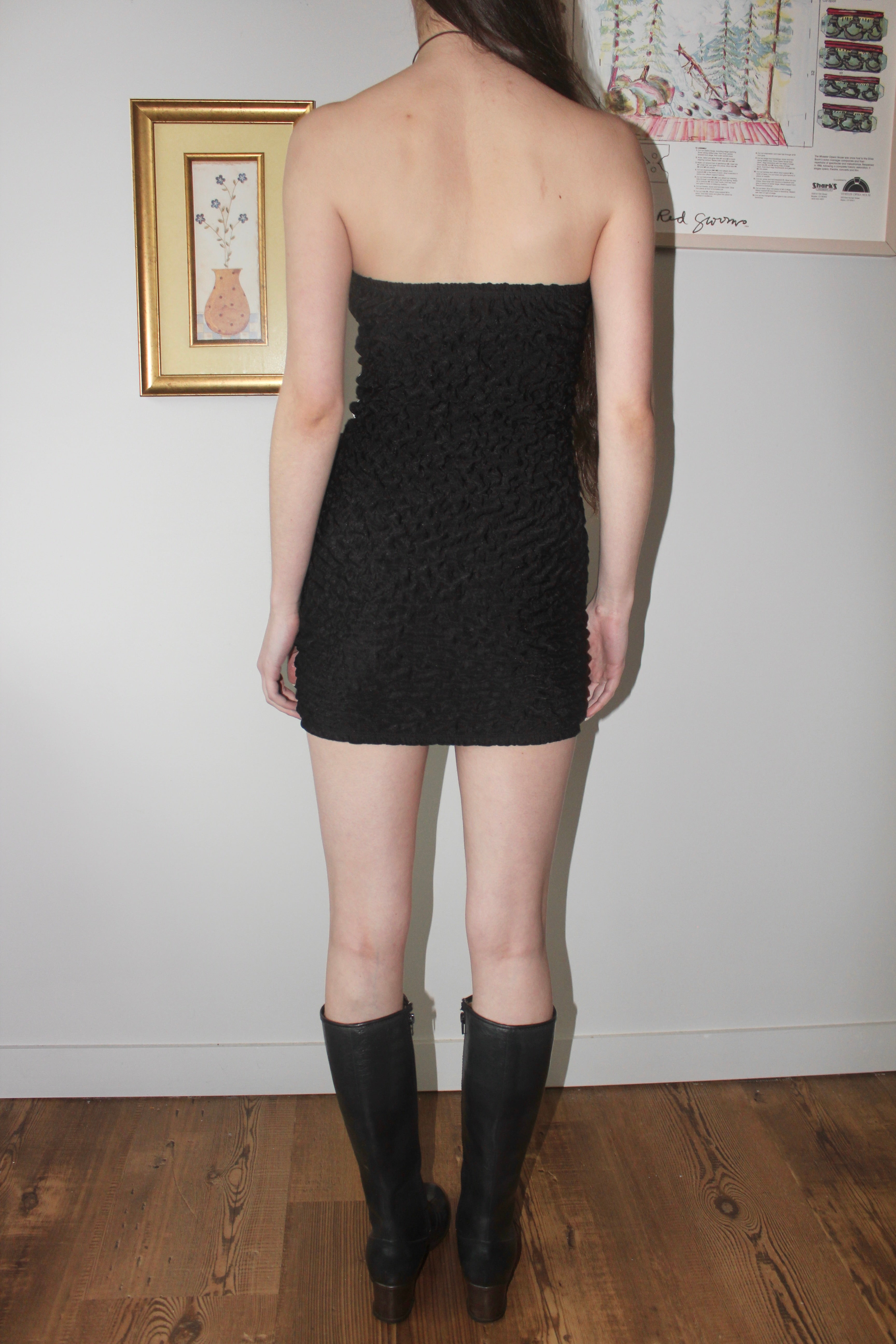 Vintage 90s Lace Ruched Mini Dress (S)
