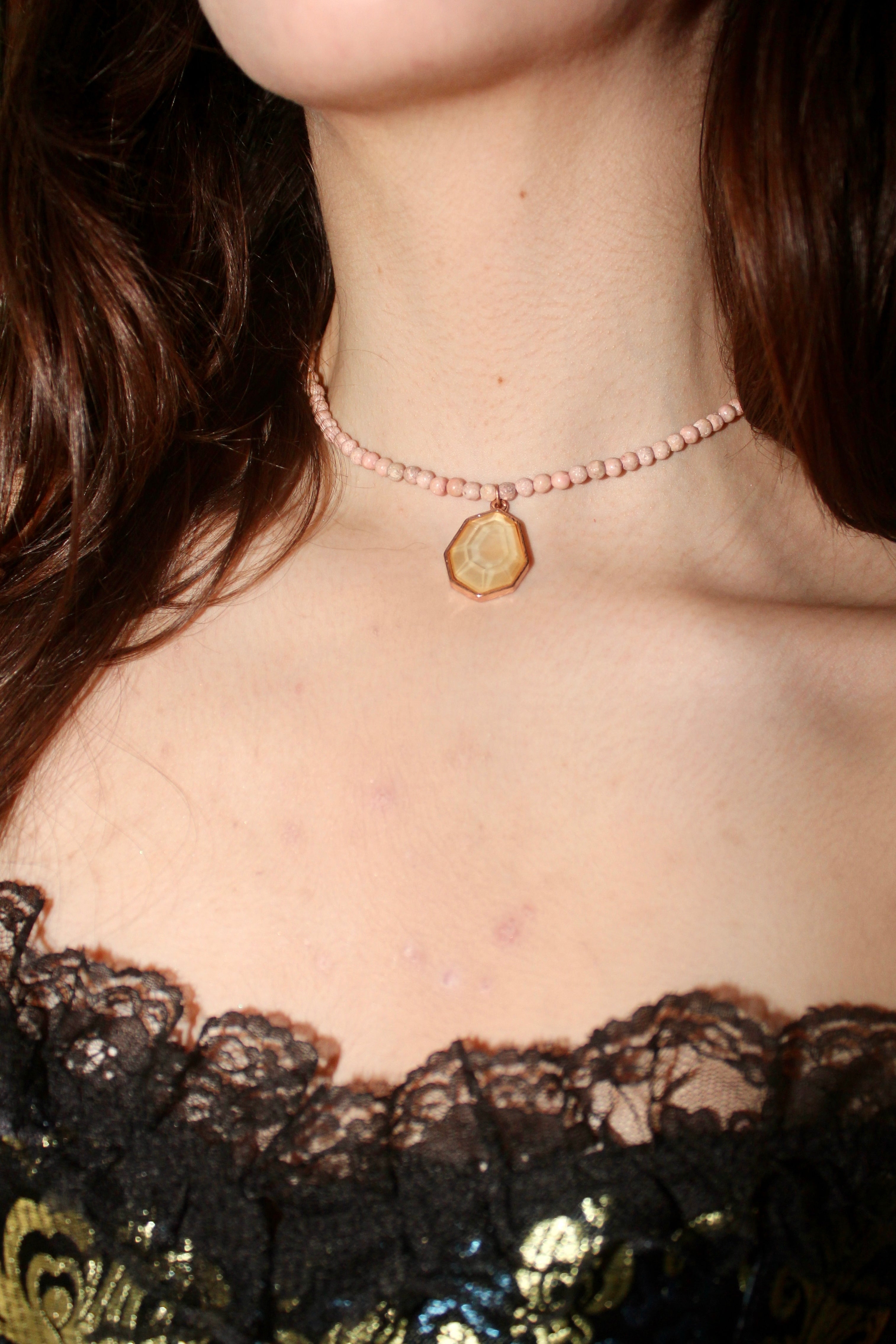 Pale Pink Beaded Jewel Choker