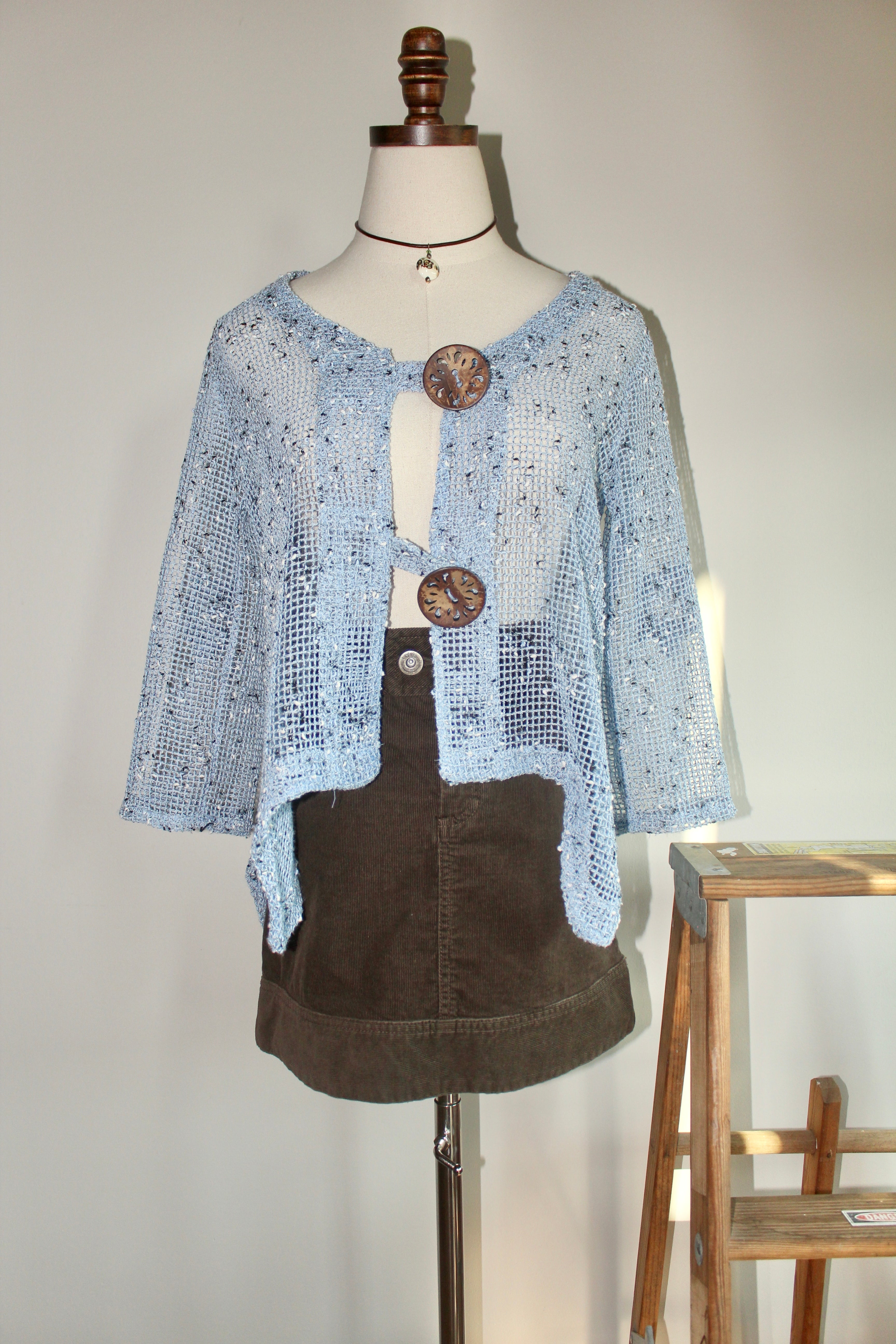 Vintage 90s Button Mesh Knit (S-M)