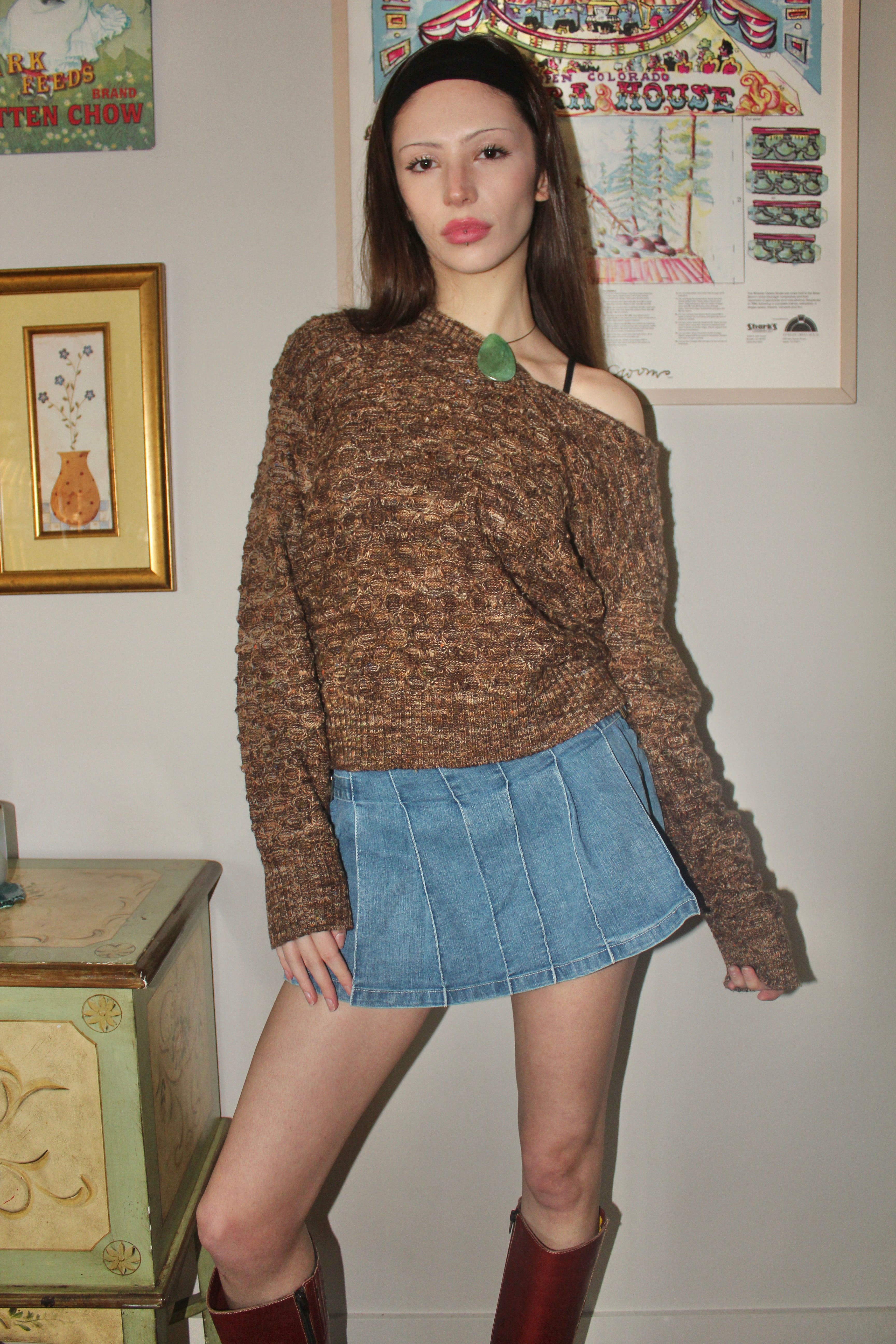 Vintage 90s Cozy Brown Melange Knit (M)