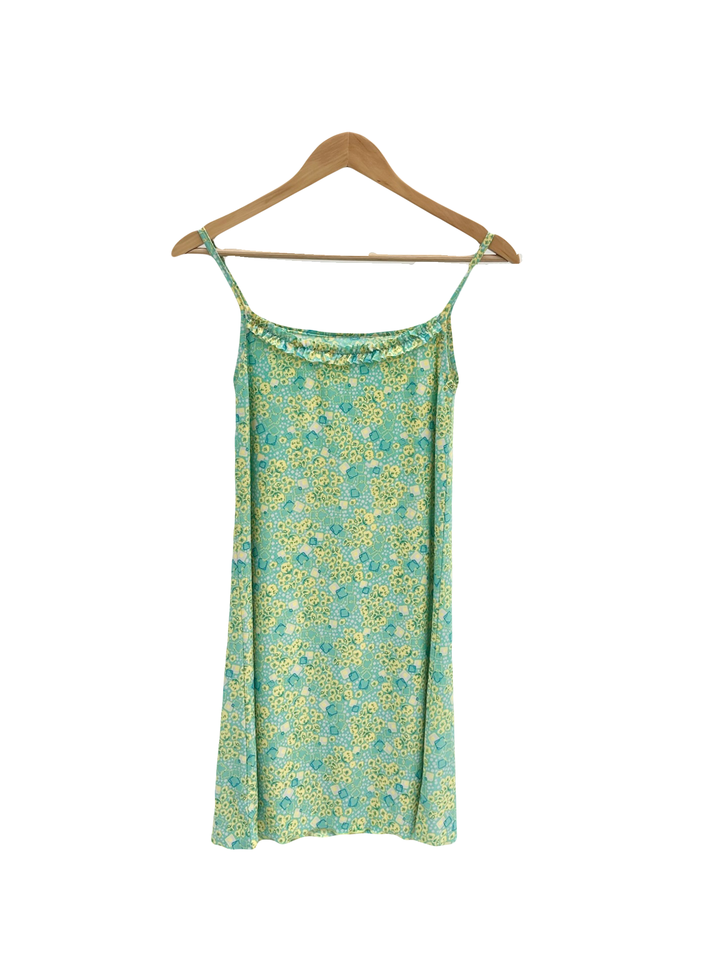Vintage 90s Ruffled Mosaic Midi Dress (S/M)