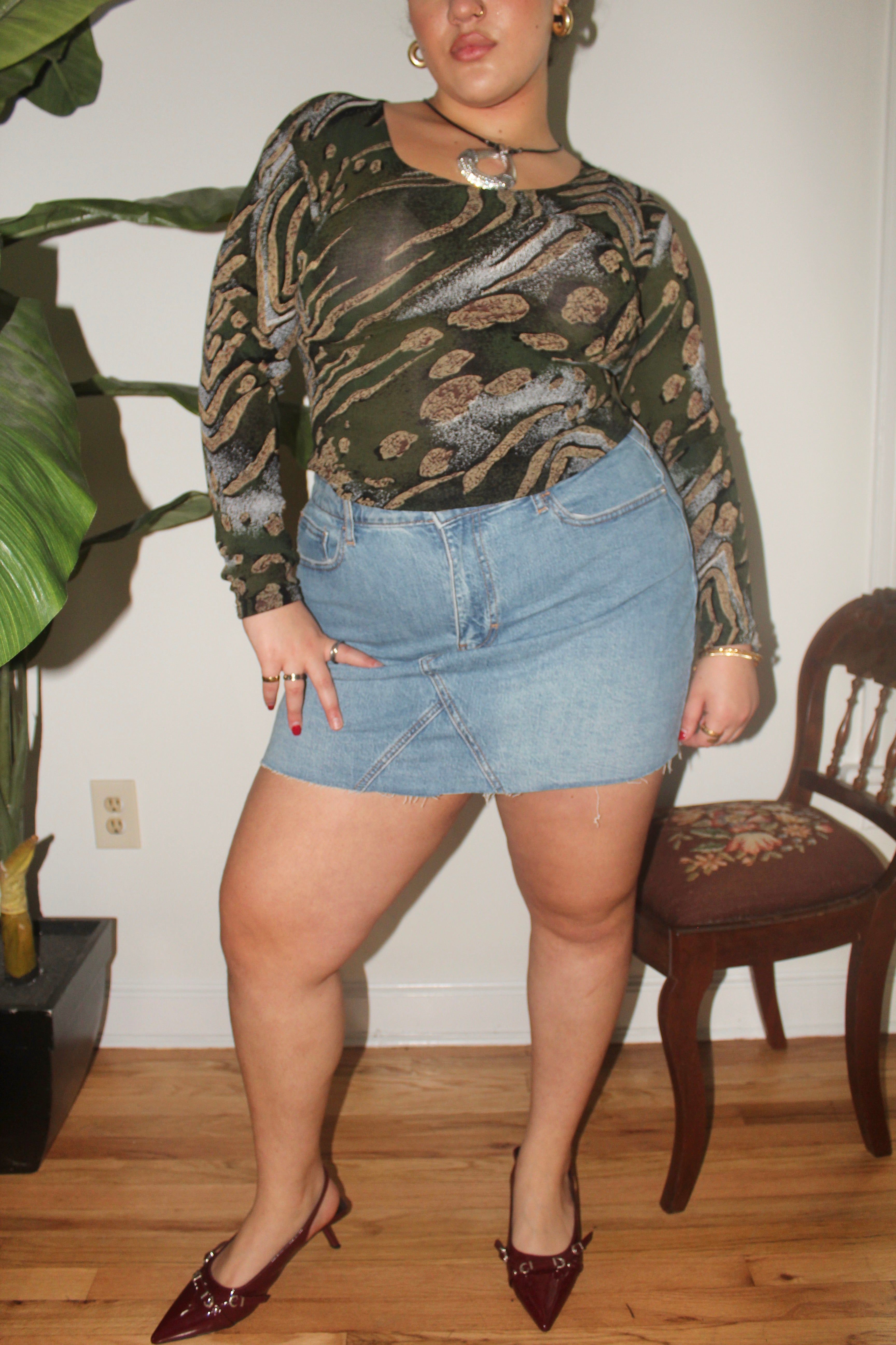 Vintage 90s Slinky Abstract Long Sleeve (L)