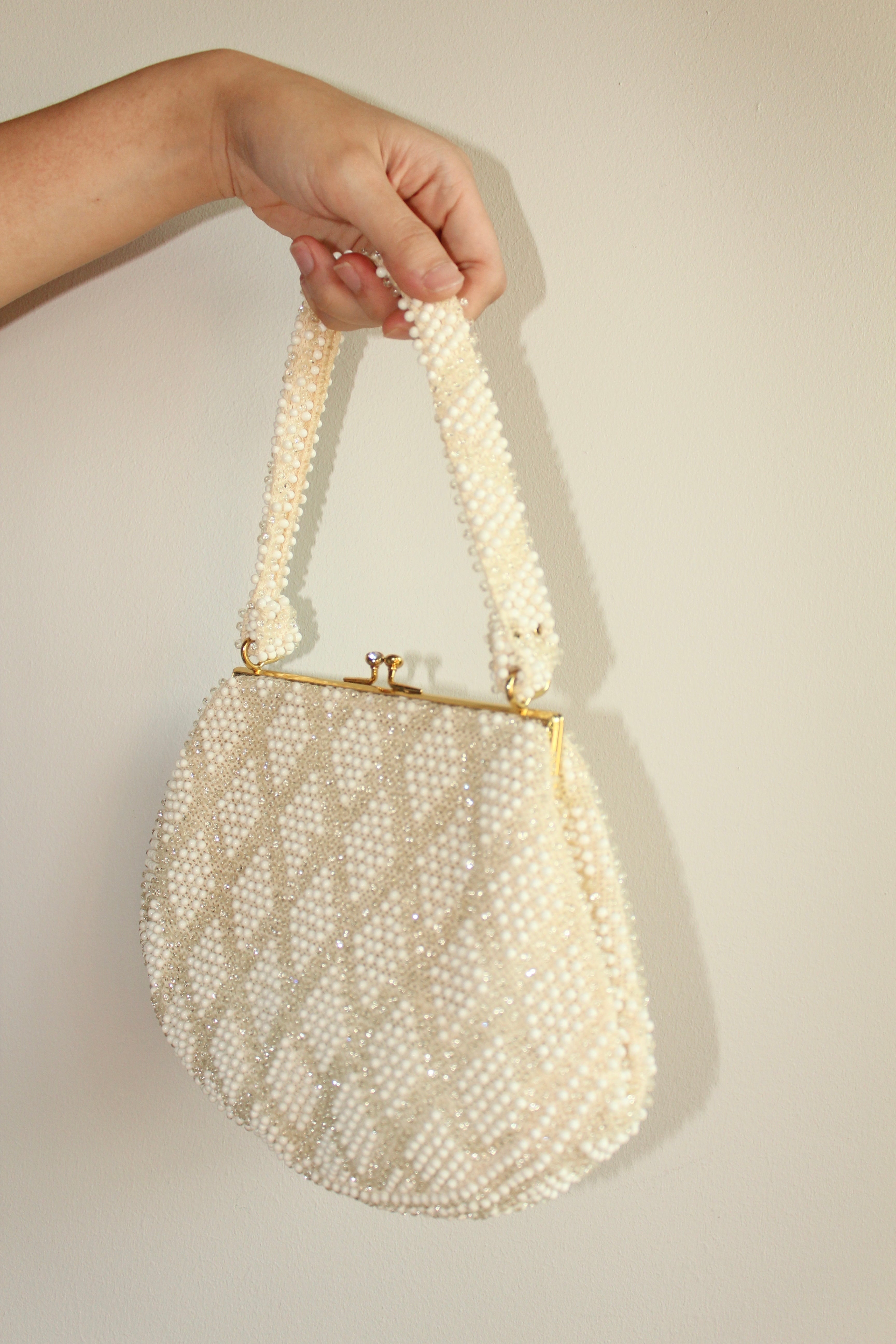 Vintage 80s Beaded Clasp Purse