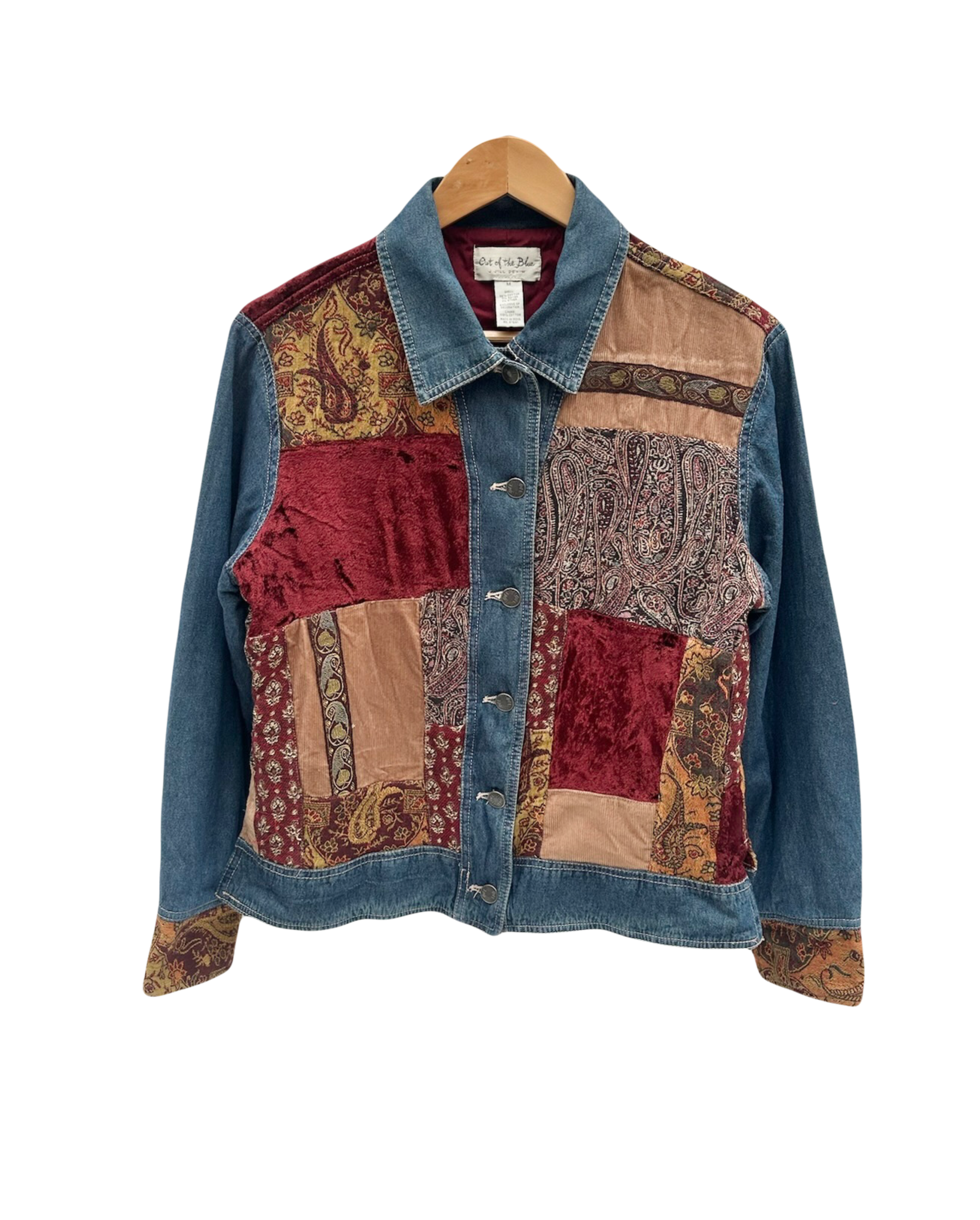 Vintage 90s Retro Boho Patchwork Denim Jacket (M)
