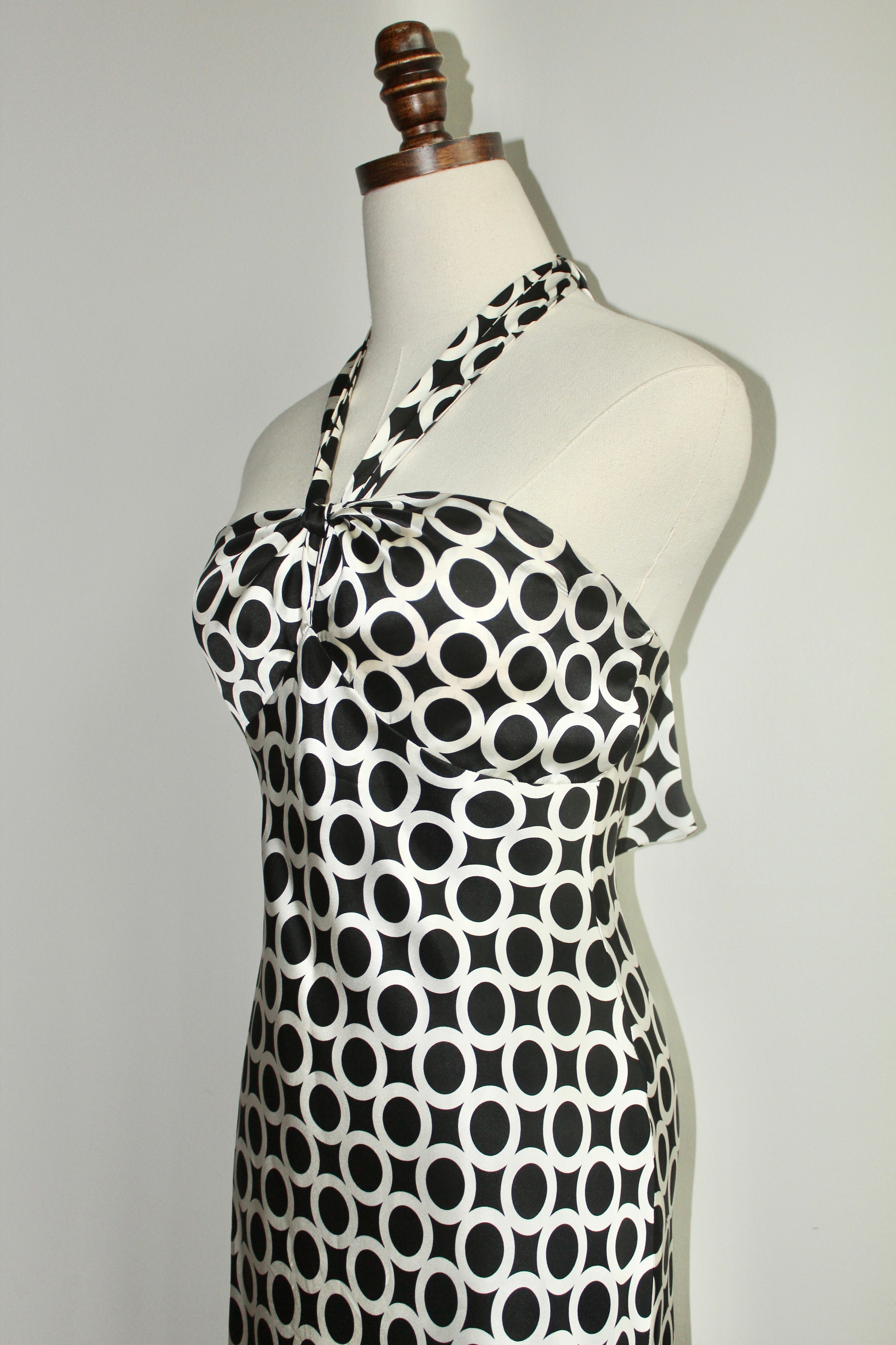 Vintage Silk Retro Halter Dress (S)
