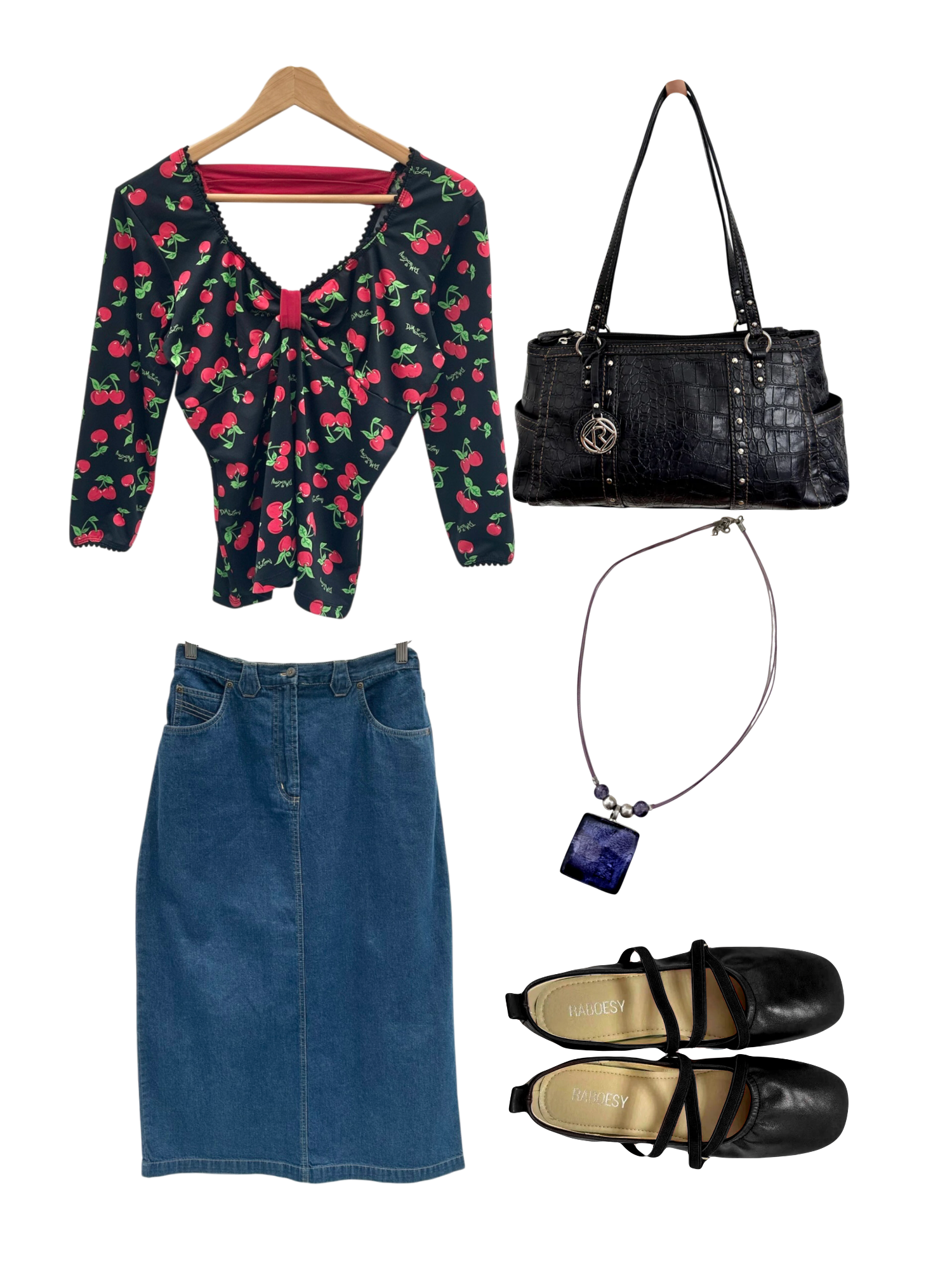Vintage 90s Highwaisted Denim Midi Skirt (M)