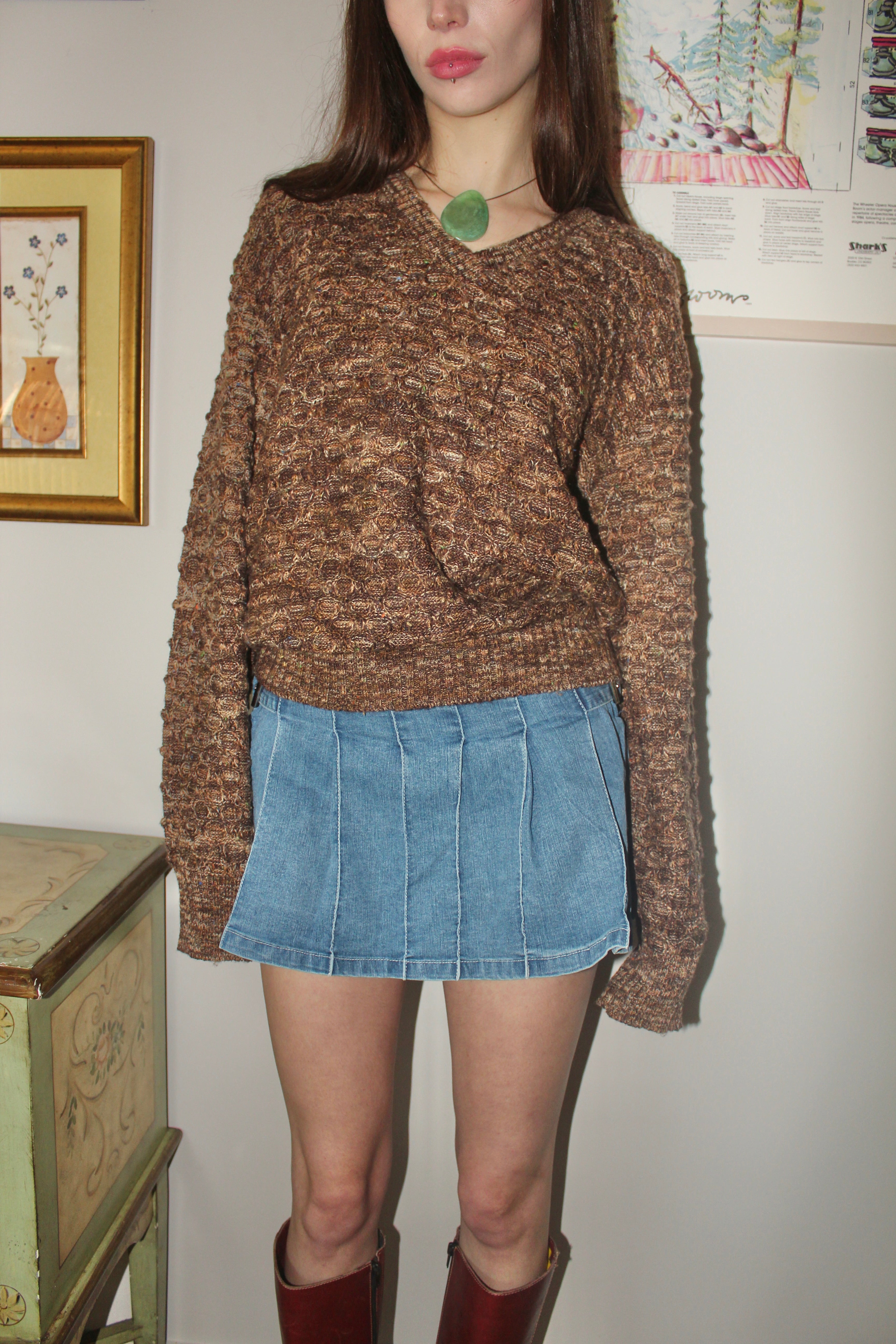 Vintage 90s Cozy Brown Melange Knit (M)