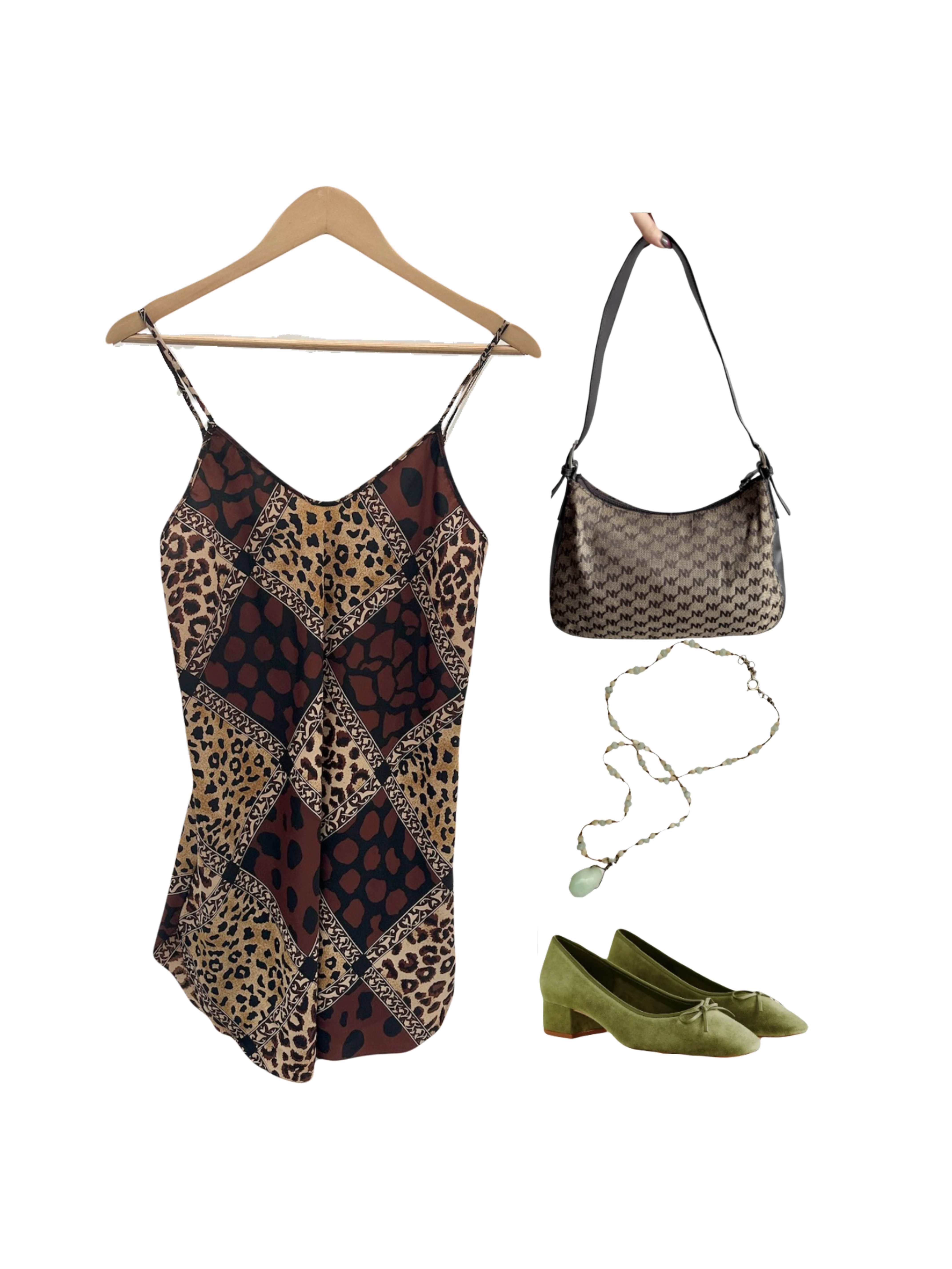 Vintage 90s Funky Mixed Pattern Mini Slip Dress (M)