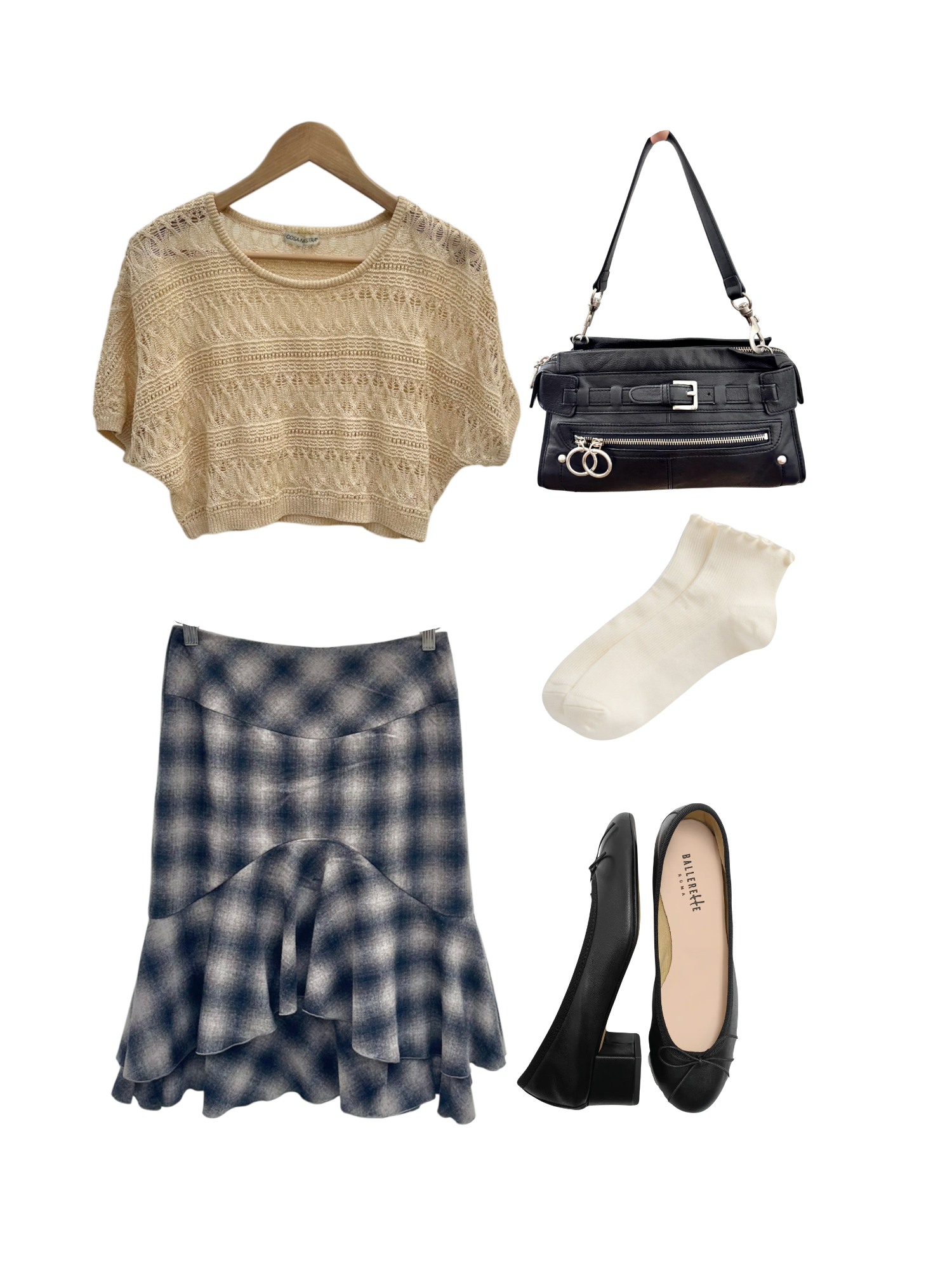 Vintage 90s Ruffled Plaid Midi Skirt (S)