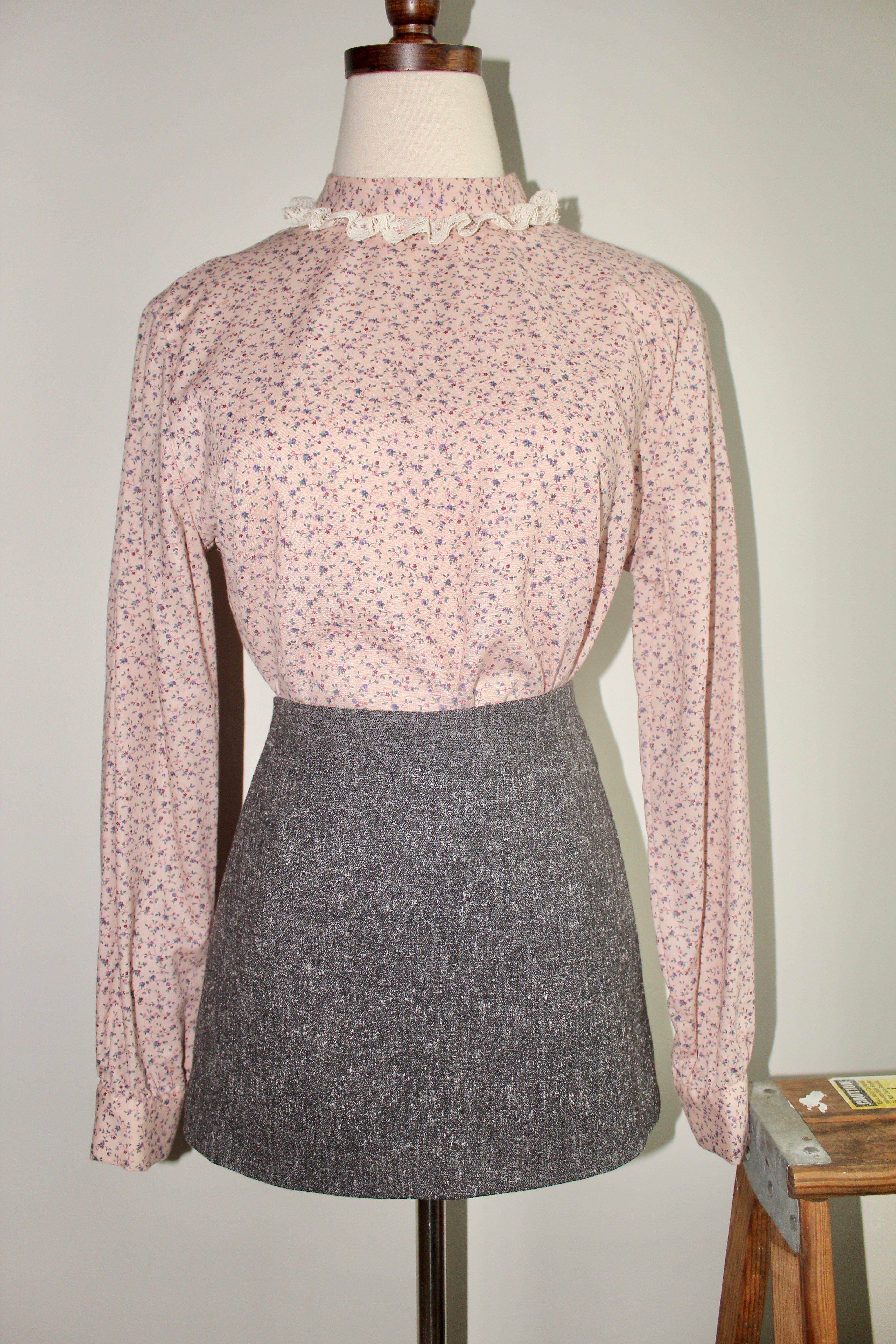 Vintage 60s Prairie Floral Blouse (S)