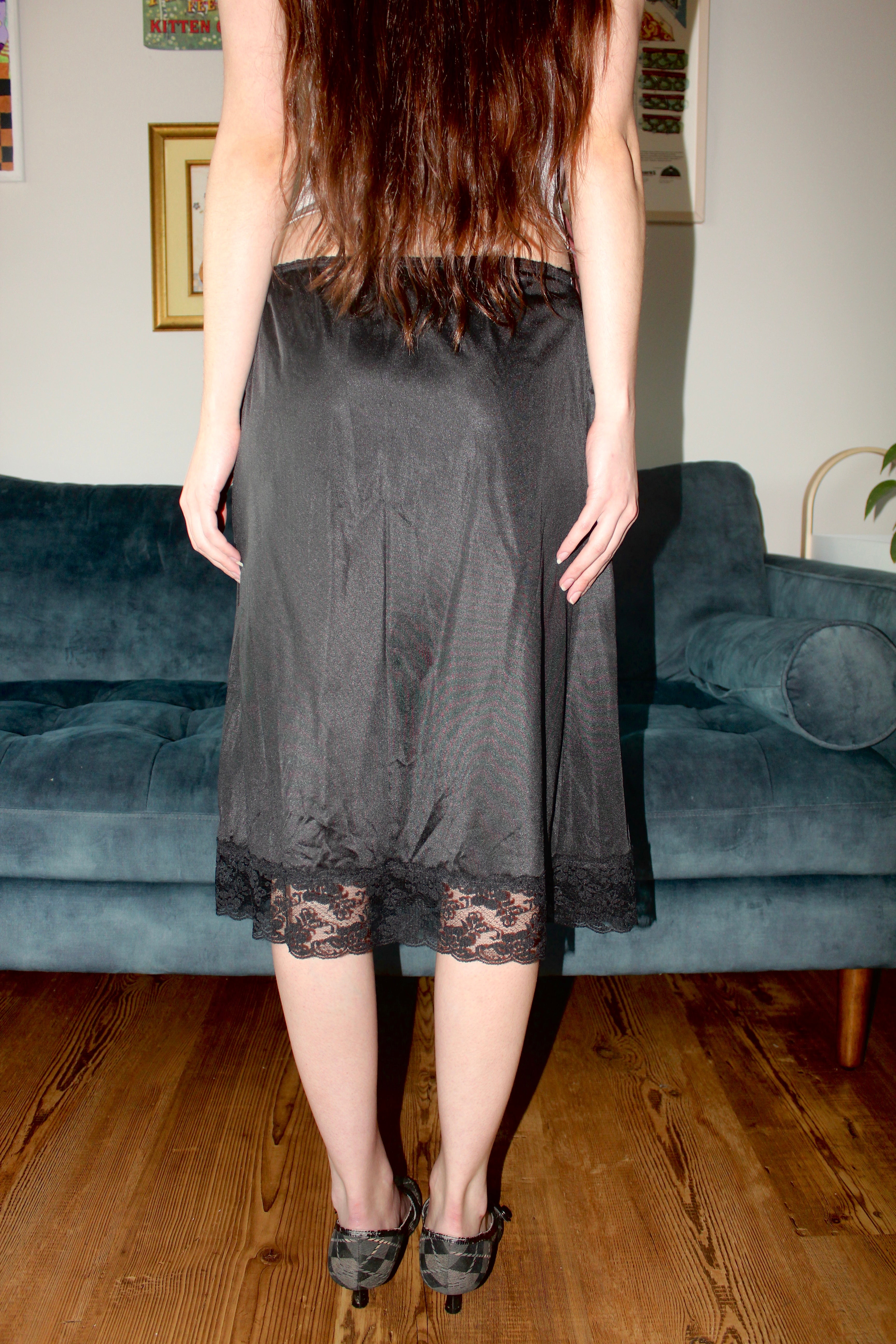 Vintage 60s Lace Insert Midi Skirt (S/M)