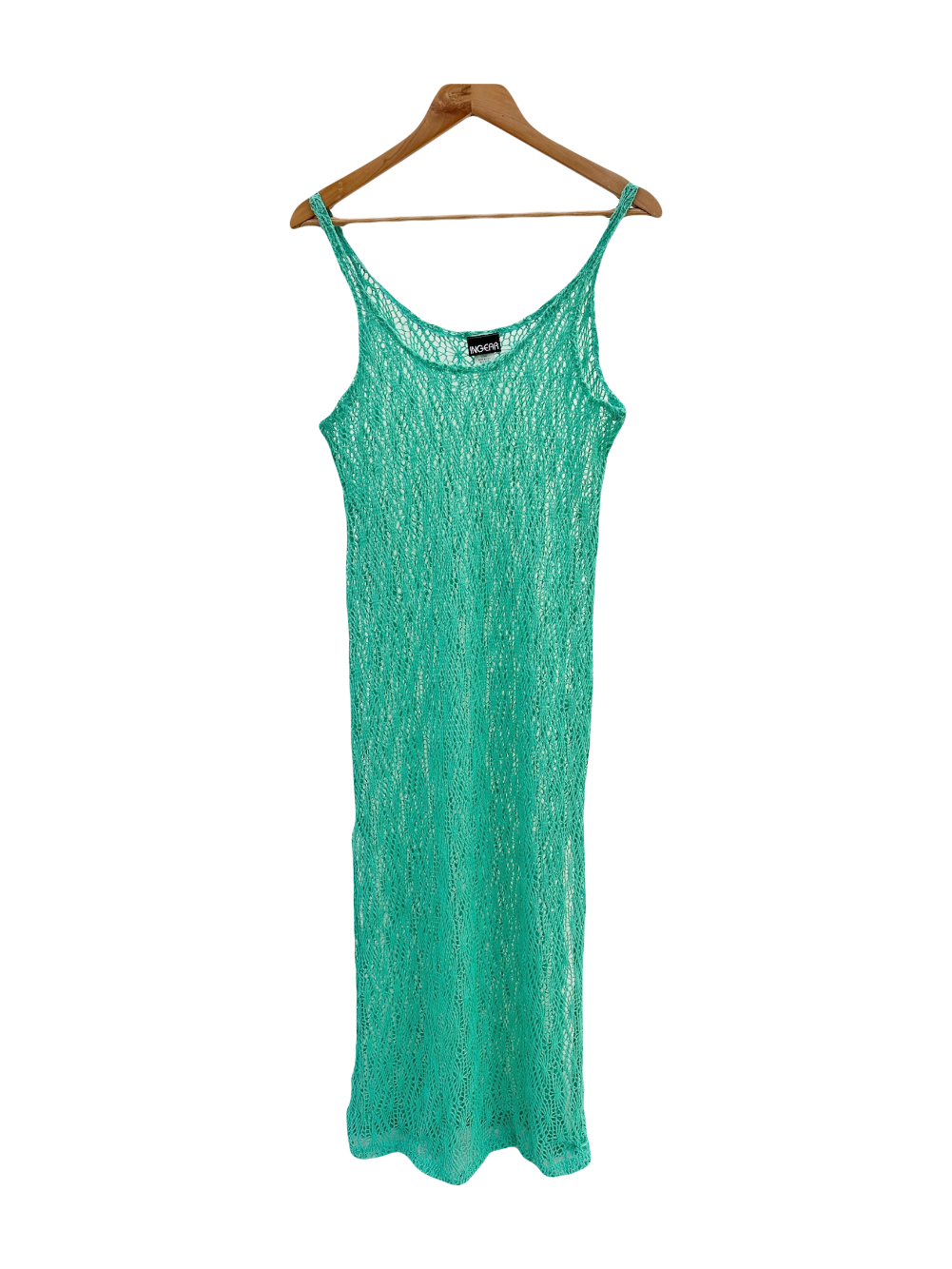 Vintage 90s Seafoam Knit Midi Dress (M)