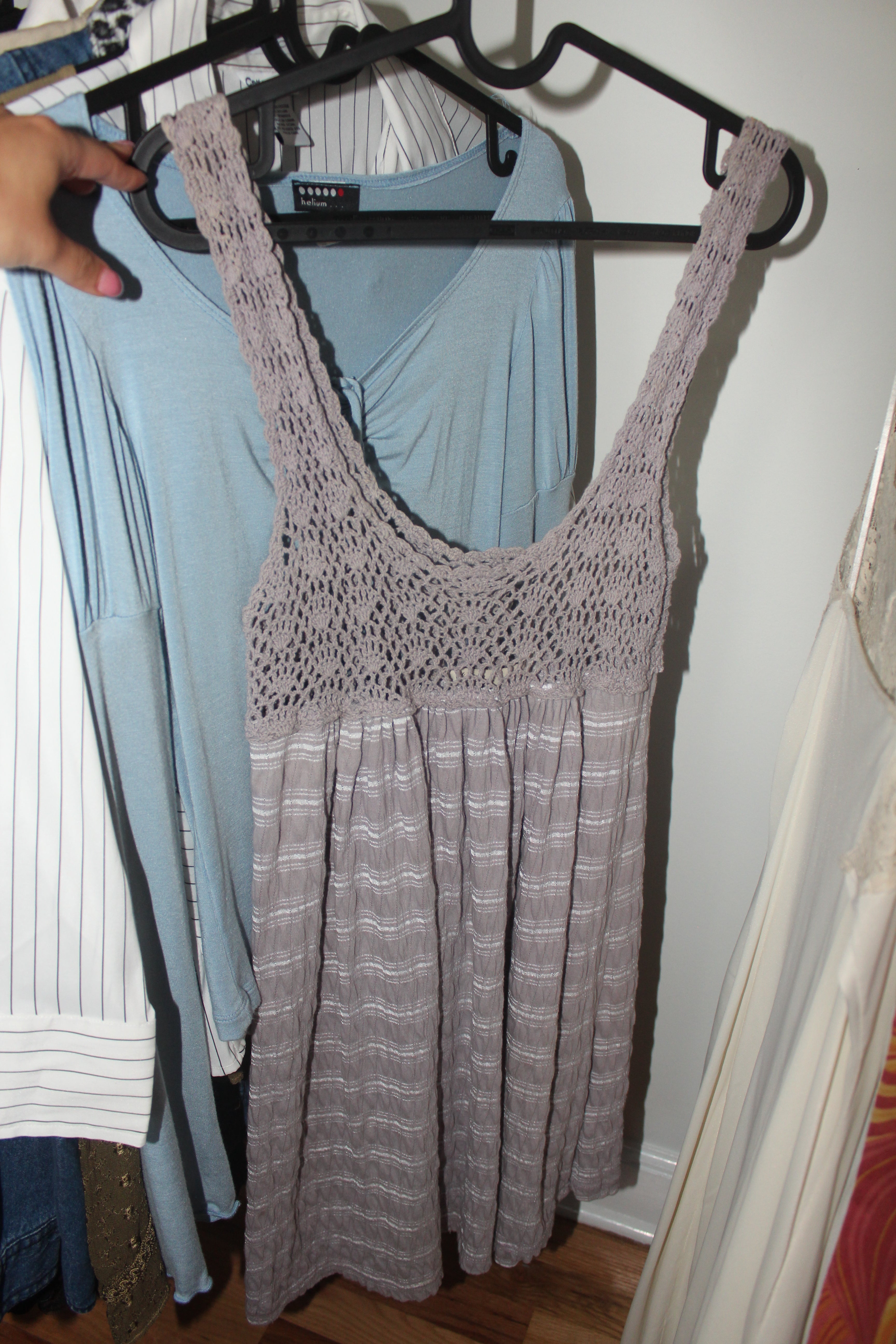 Vintage Y2K Crochet Striped Mini Dress (S)