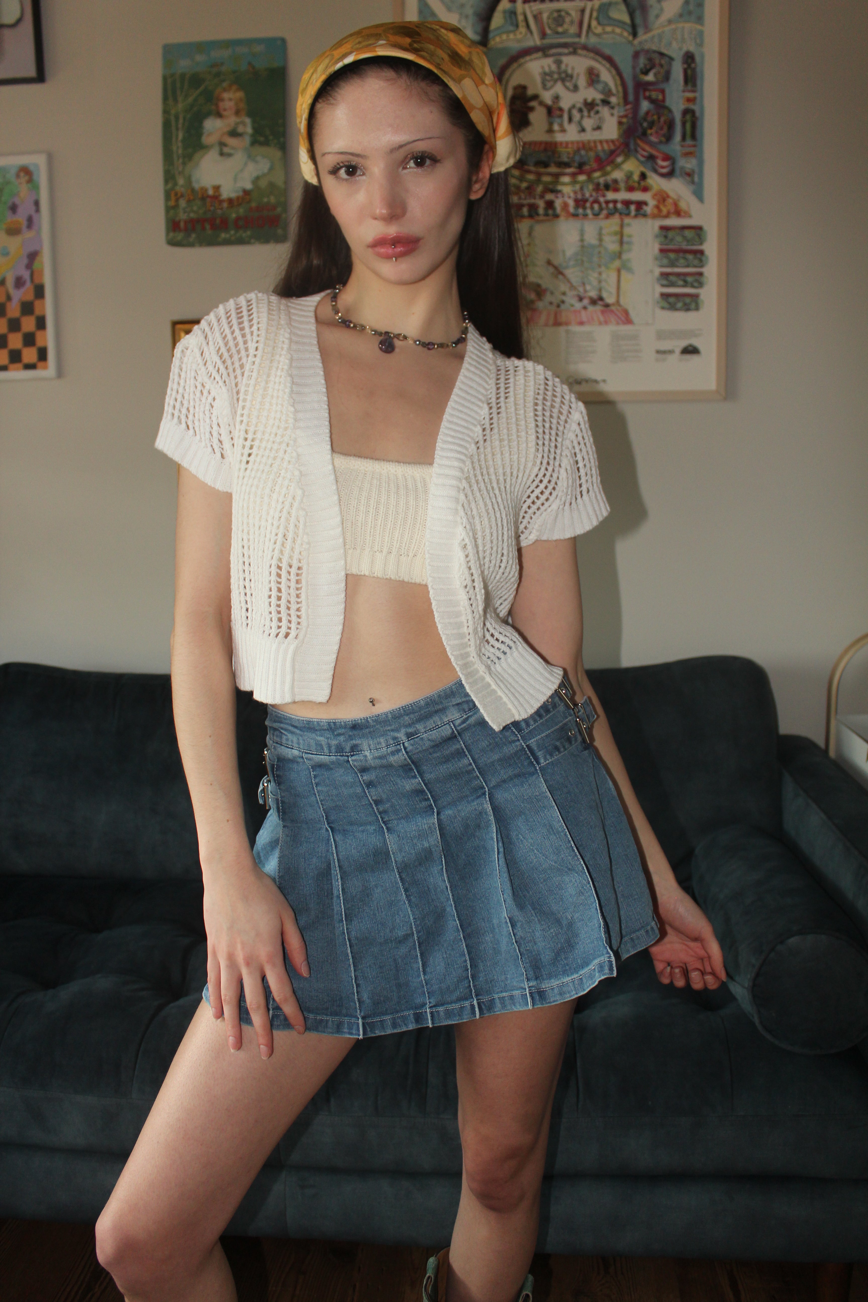 Vintage 90s Cropped Mesh Knit (M)