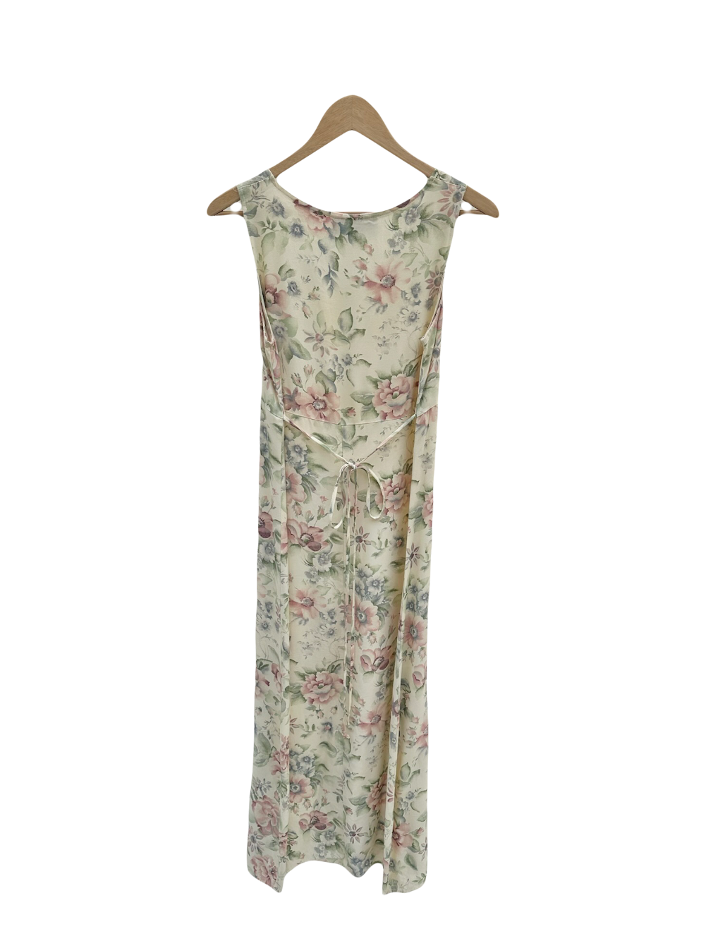 Vintage 90s Floral Tie Back Midi Dress (M)
