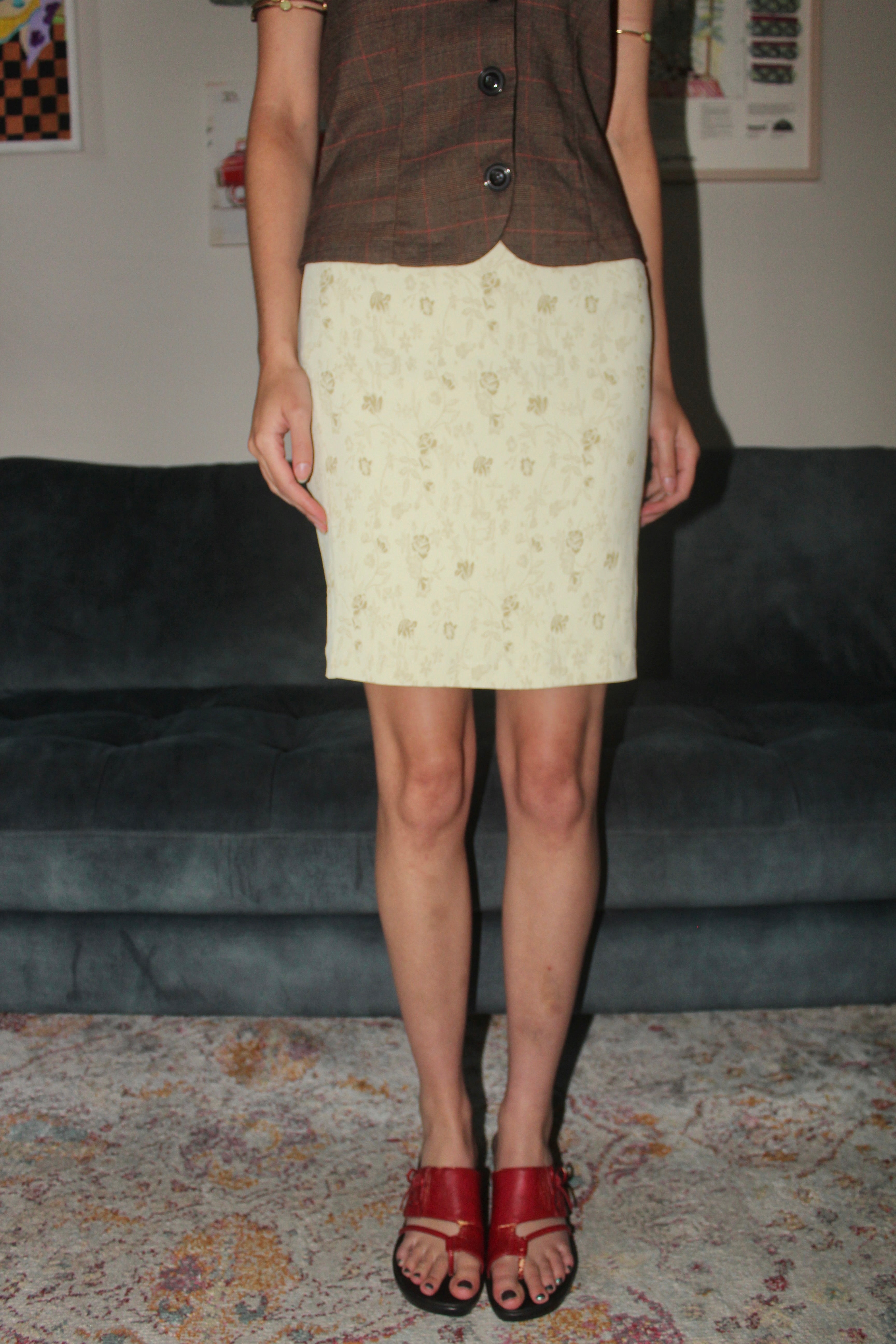 Vintage 90s Embroidered Floral Skirt (S)