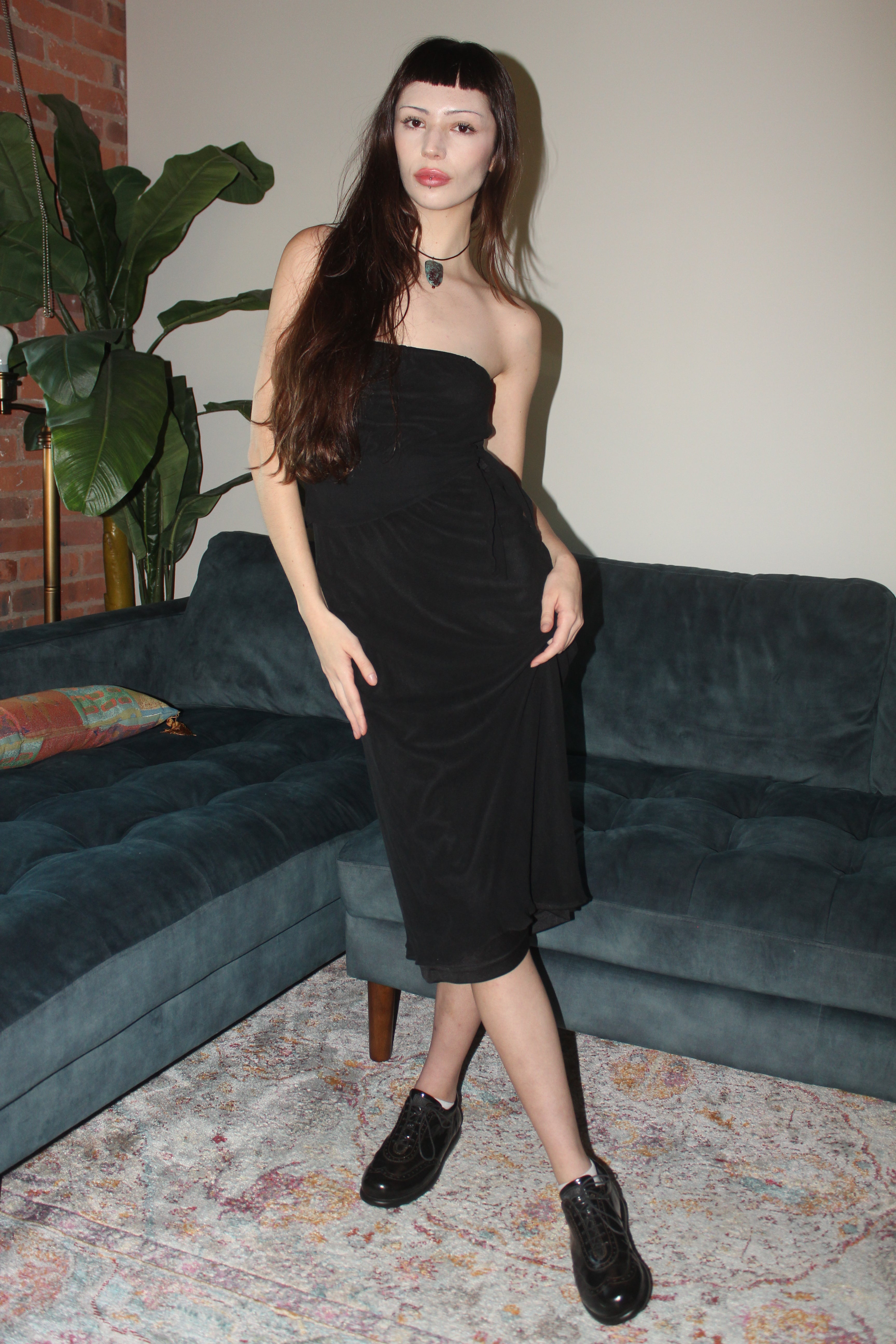 Vintage 90s Silk Betsy Johnson Midi Dress (S)