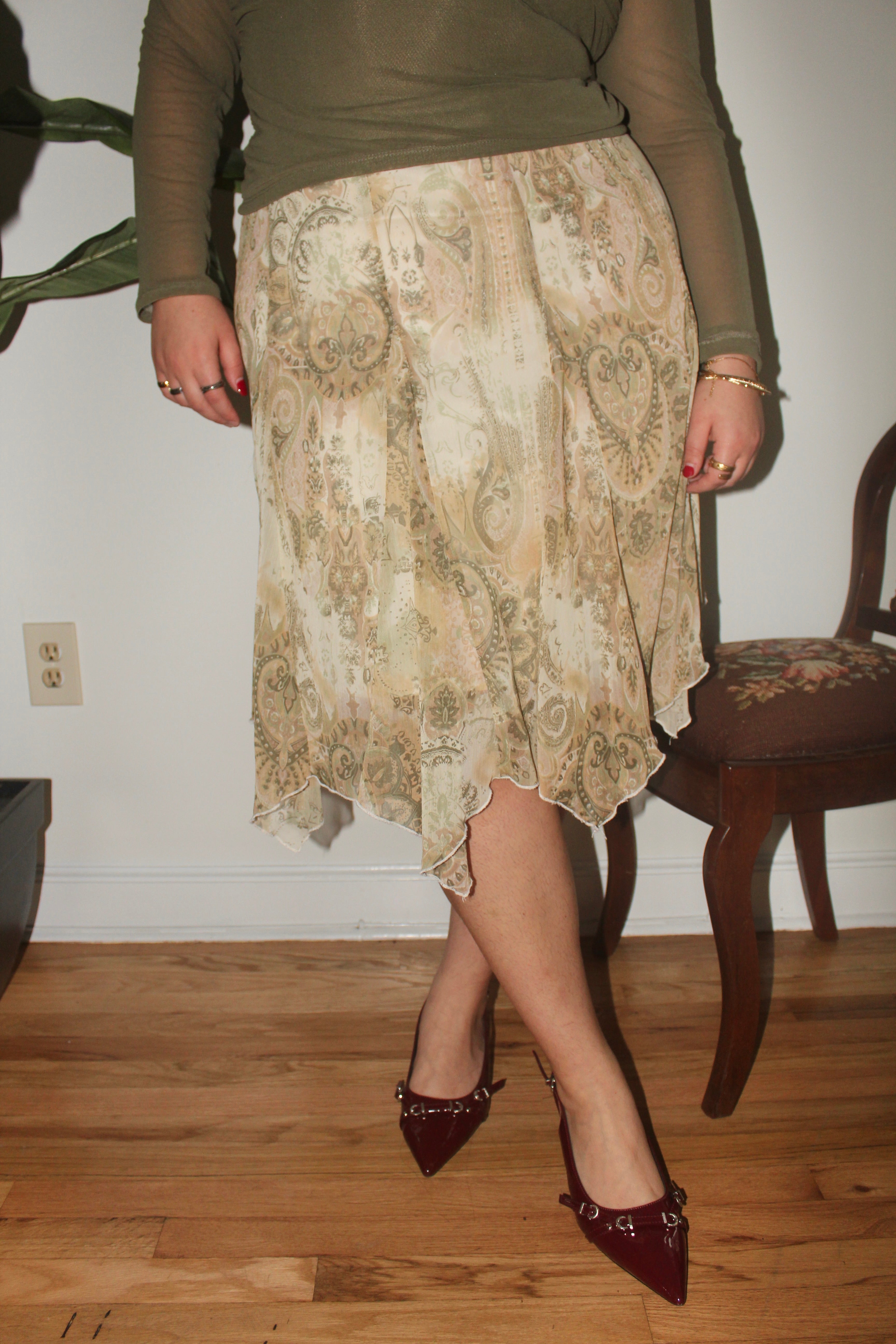 Vintage 90s Asymmetrical Fairy Midi Skirt (L)