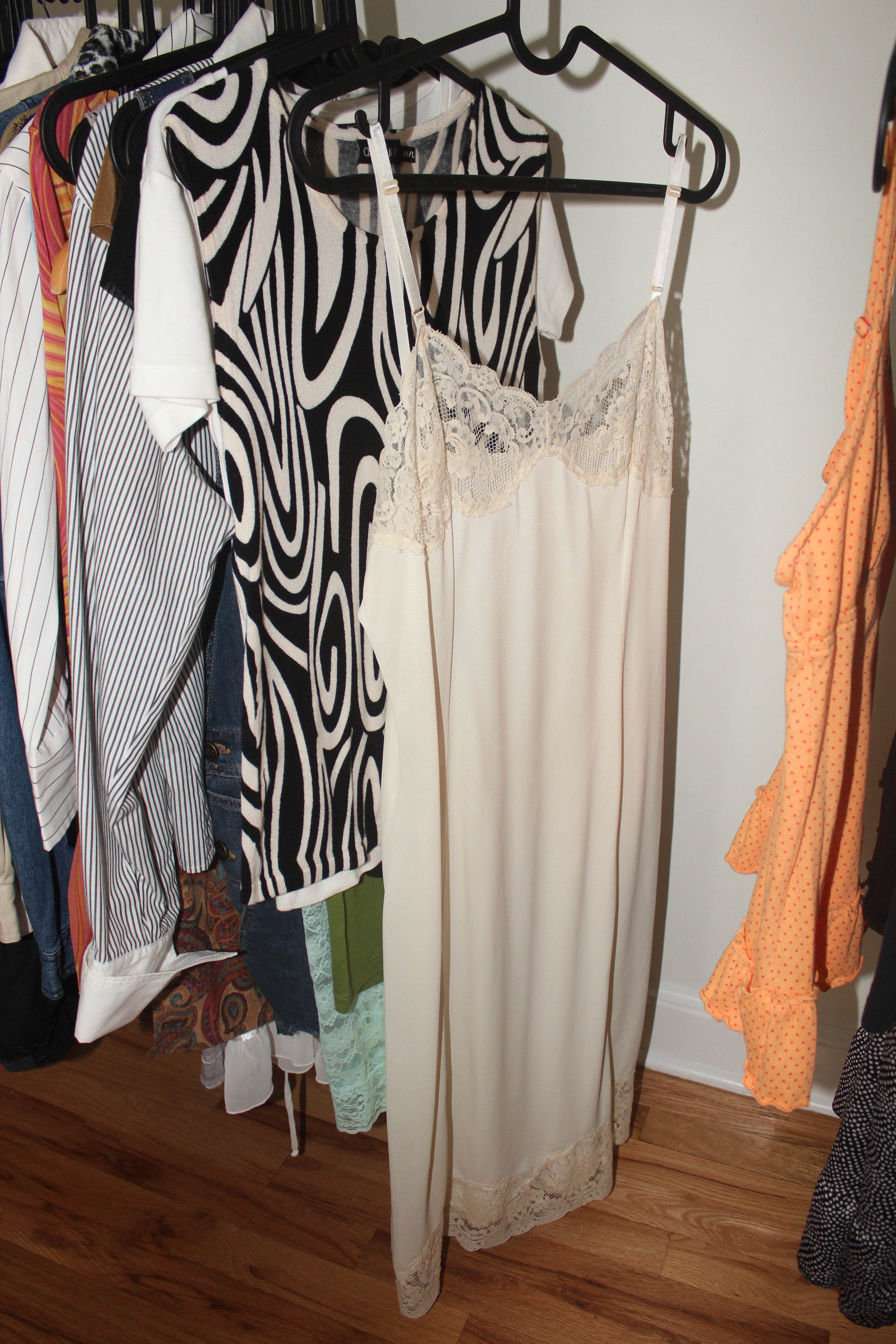Vintage 90s Cream Lace Midi Slip Dress (M)