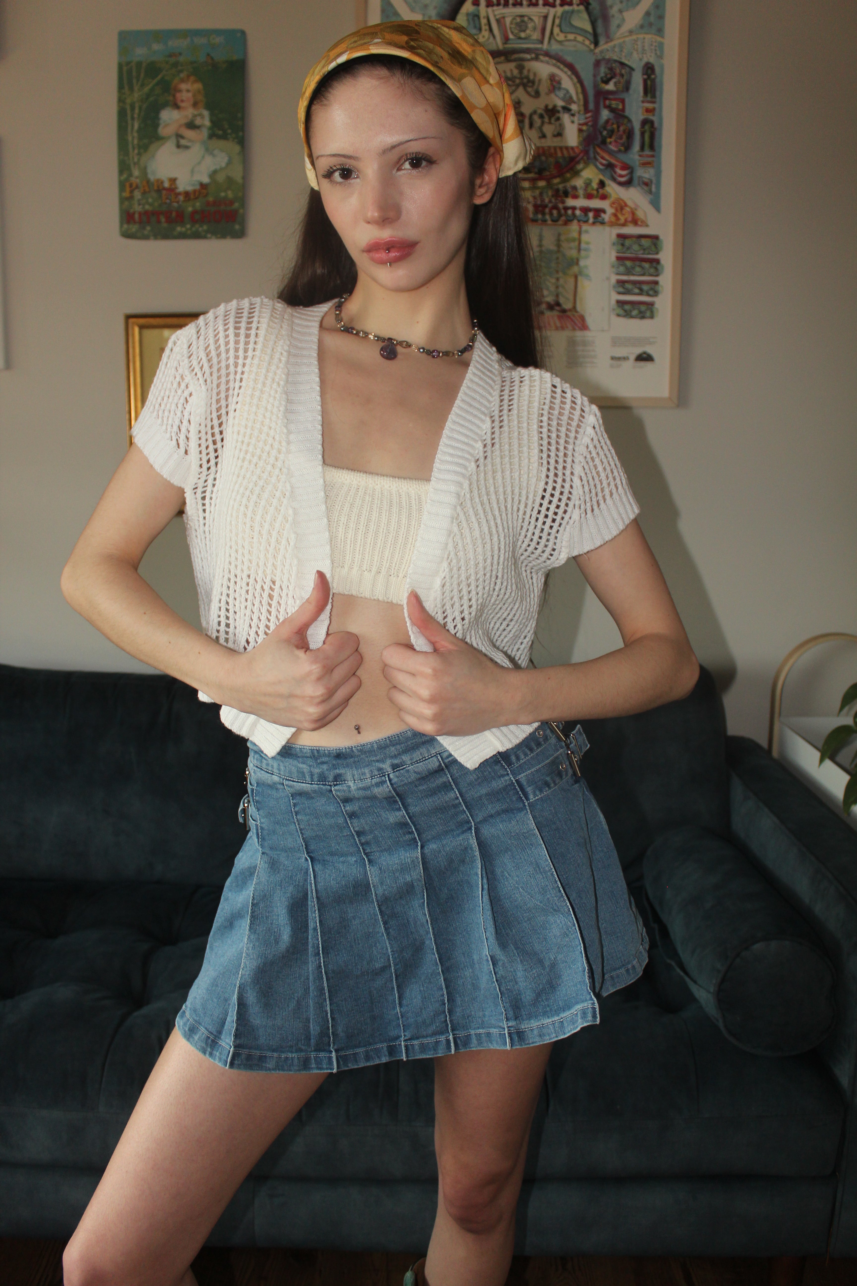 Vintage 90s Cropped Mesh Knit (M)