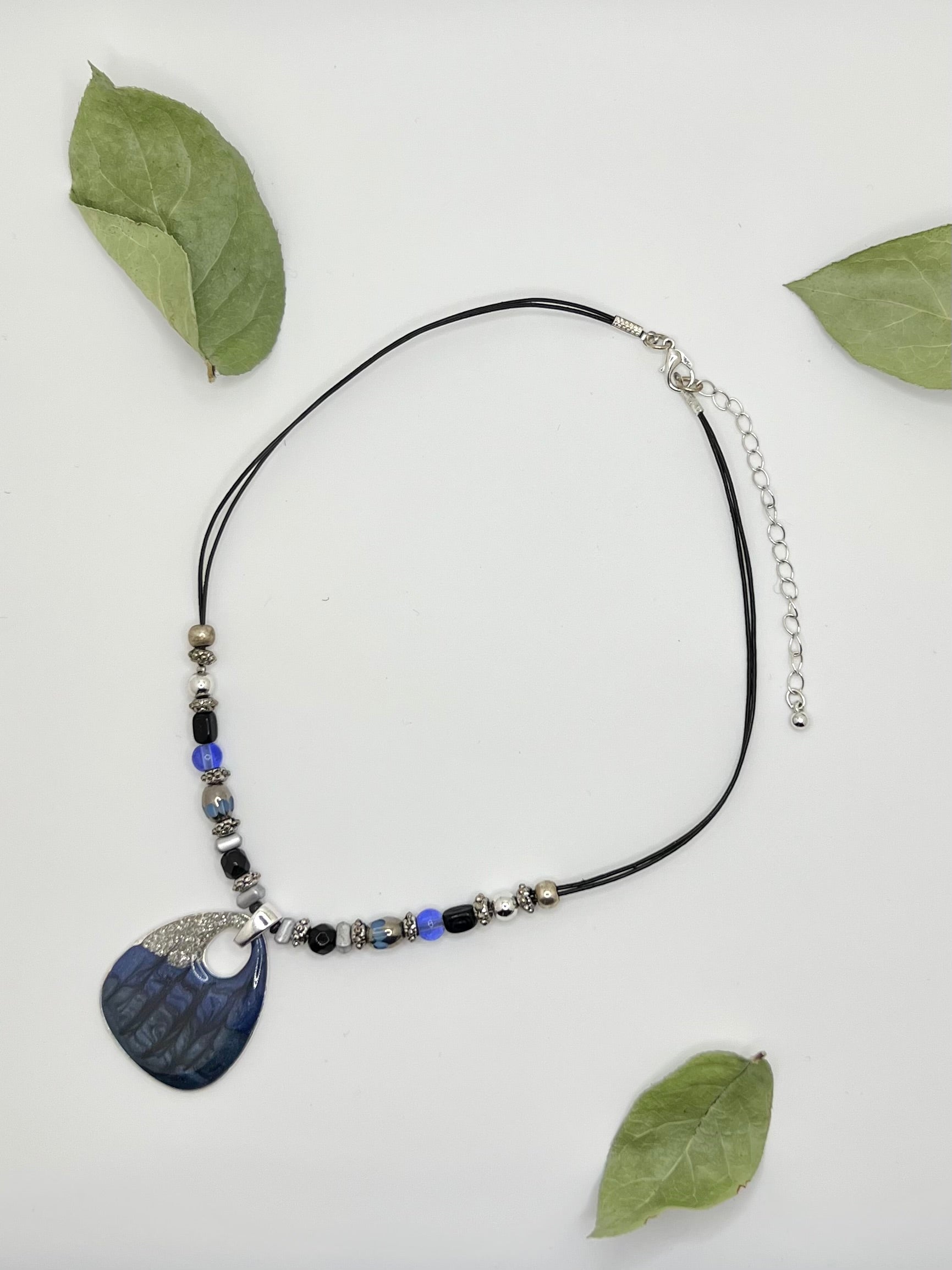 Abstract Cobalt Beaded Necklace