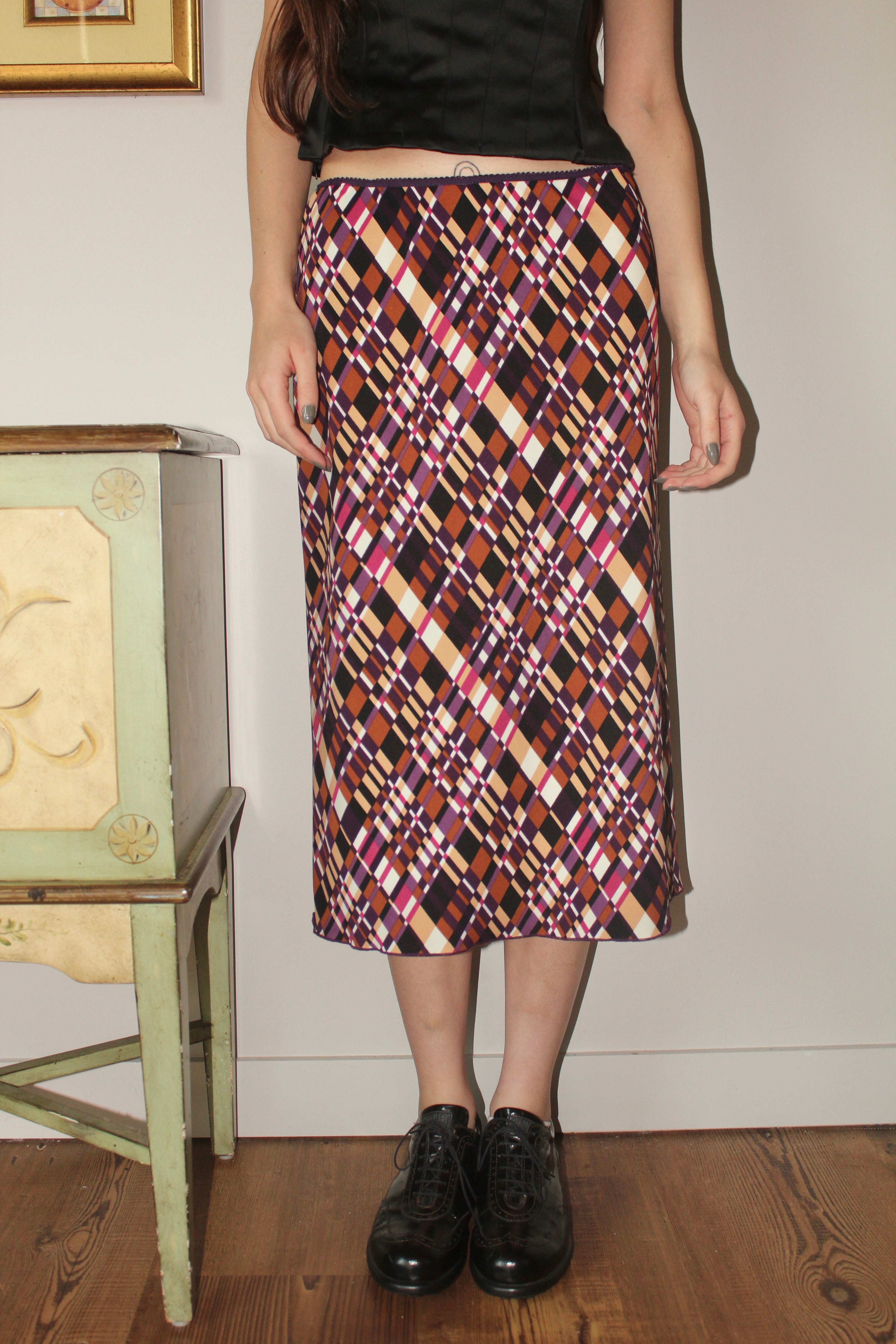 Vintage 90s Geometric Midi Skirt (M)