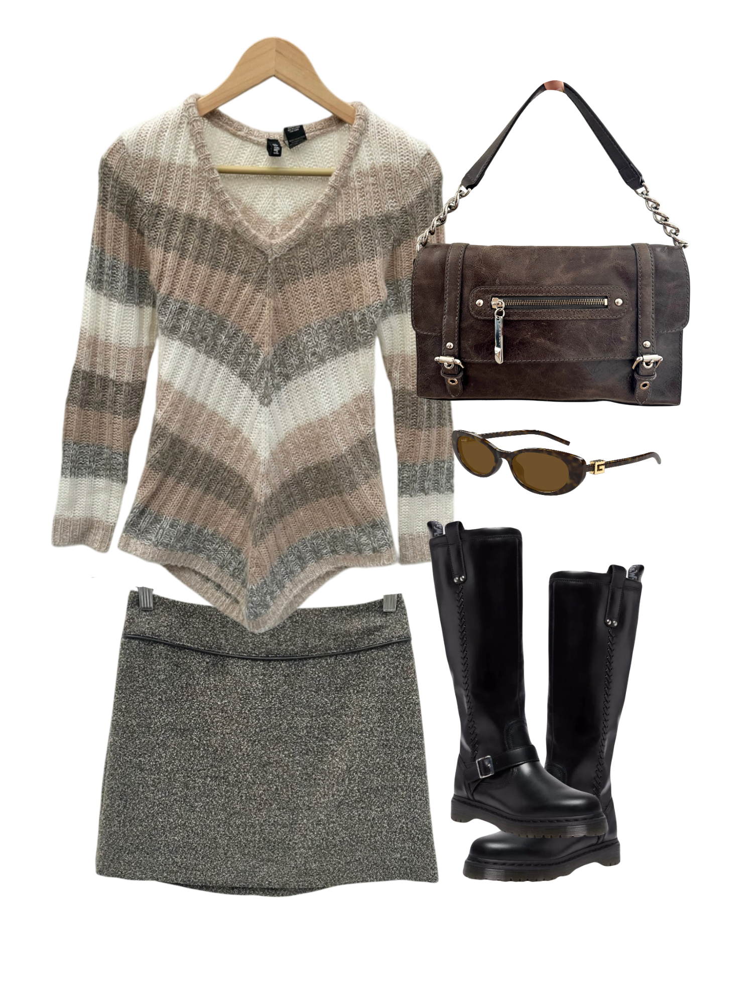 Vintage 90s Asymmetrical Striped Cozy Knit (S)