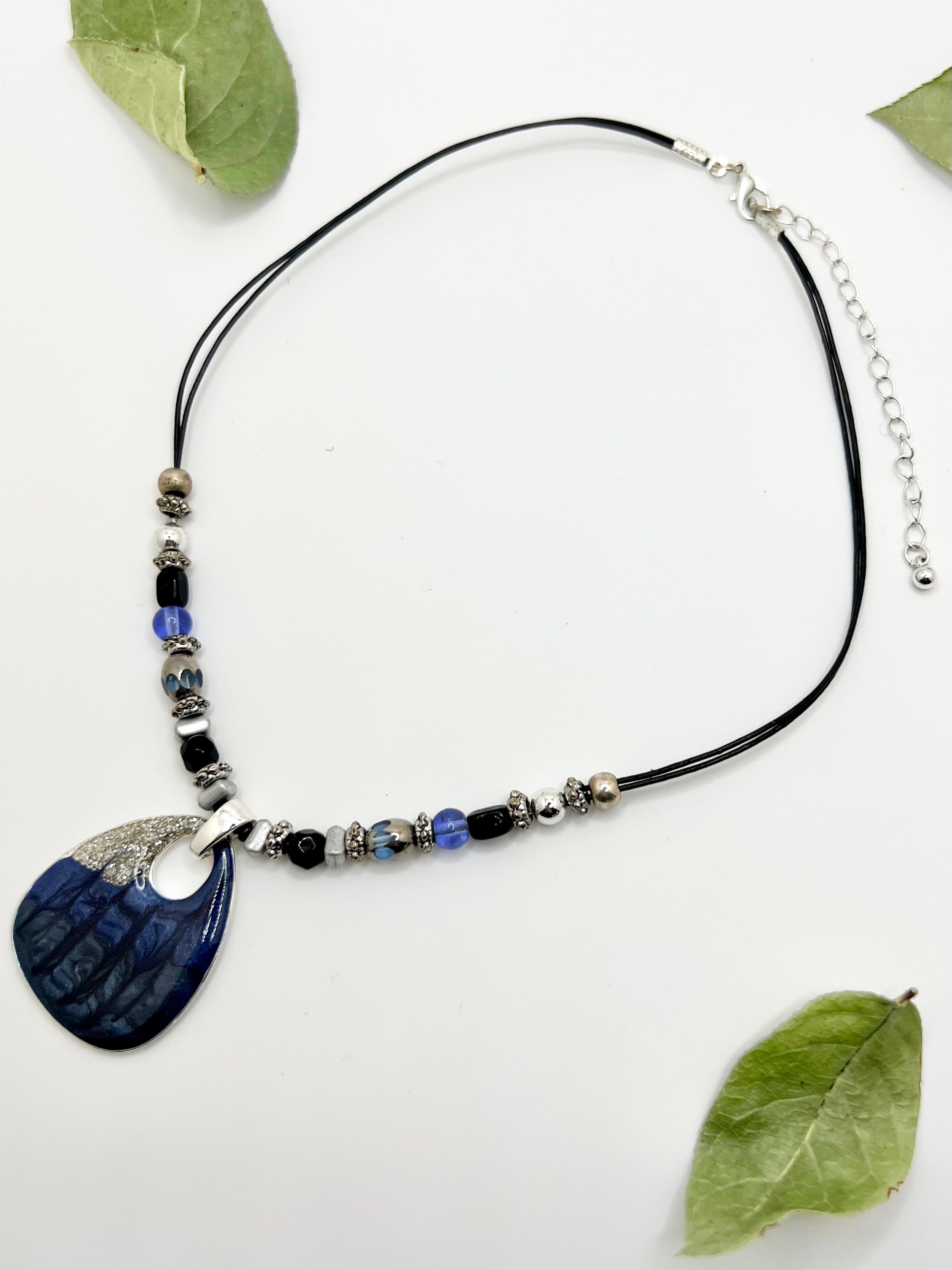 Abstract Cobalt Beaded Necklace