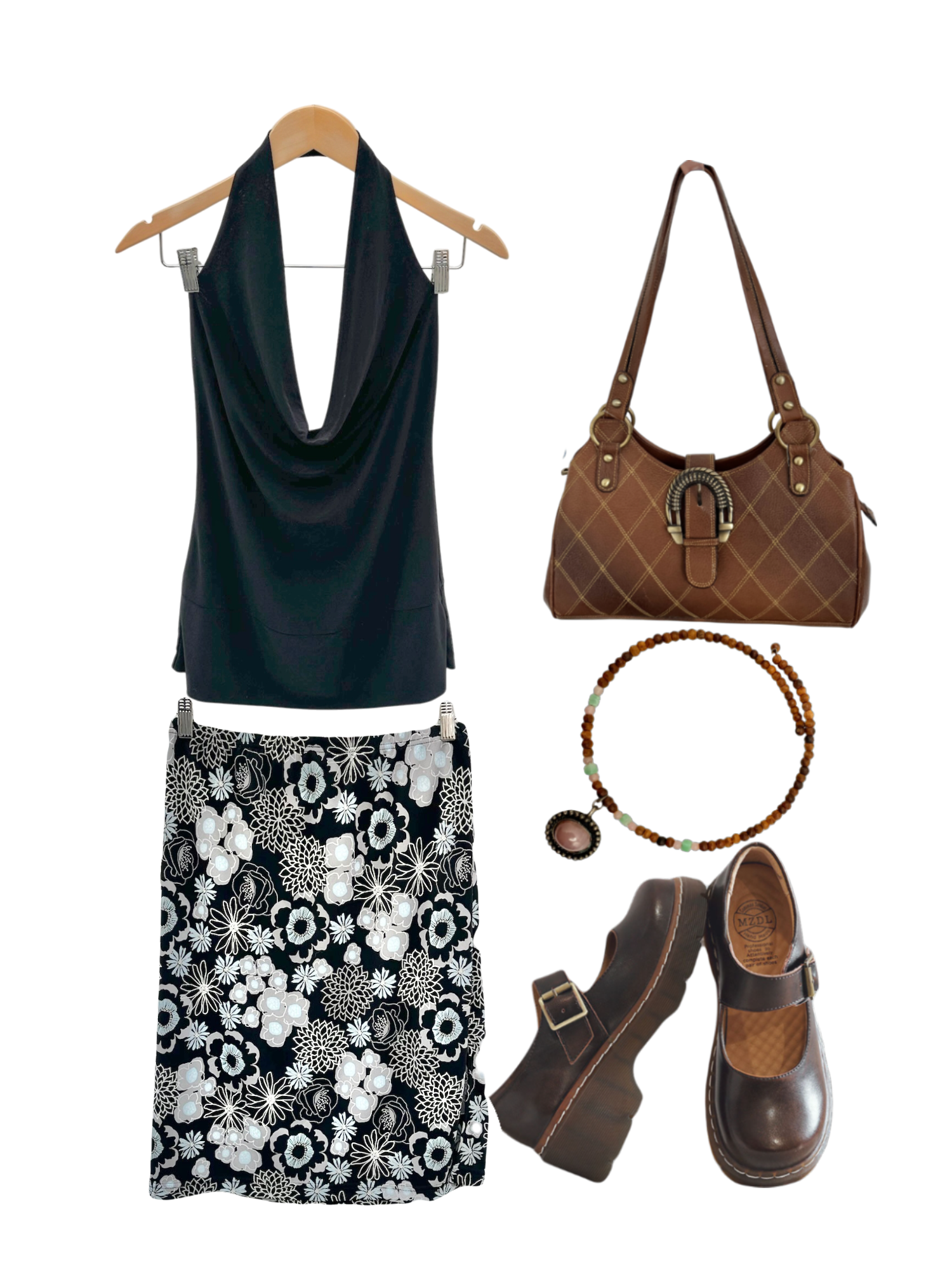 Vintage 90s Flower Power Midi Skirt (S)