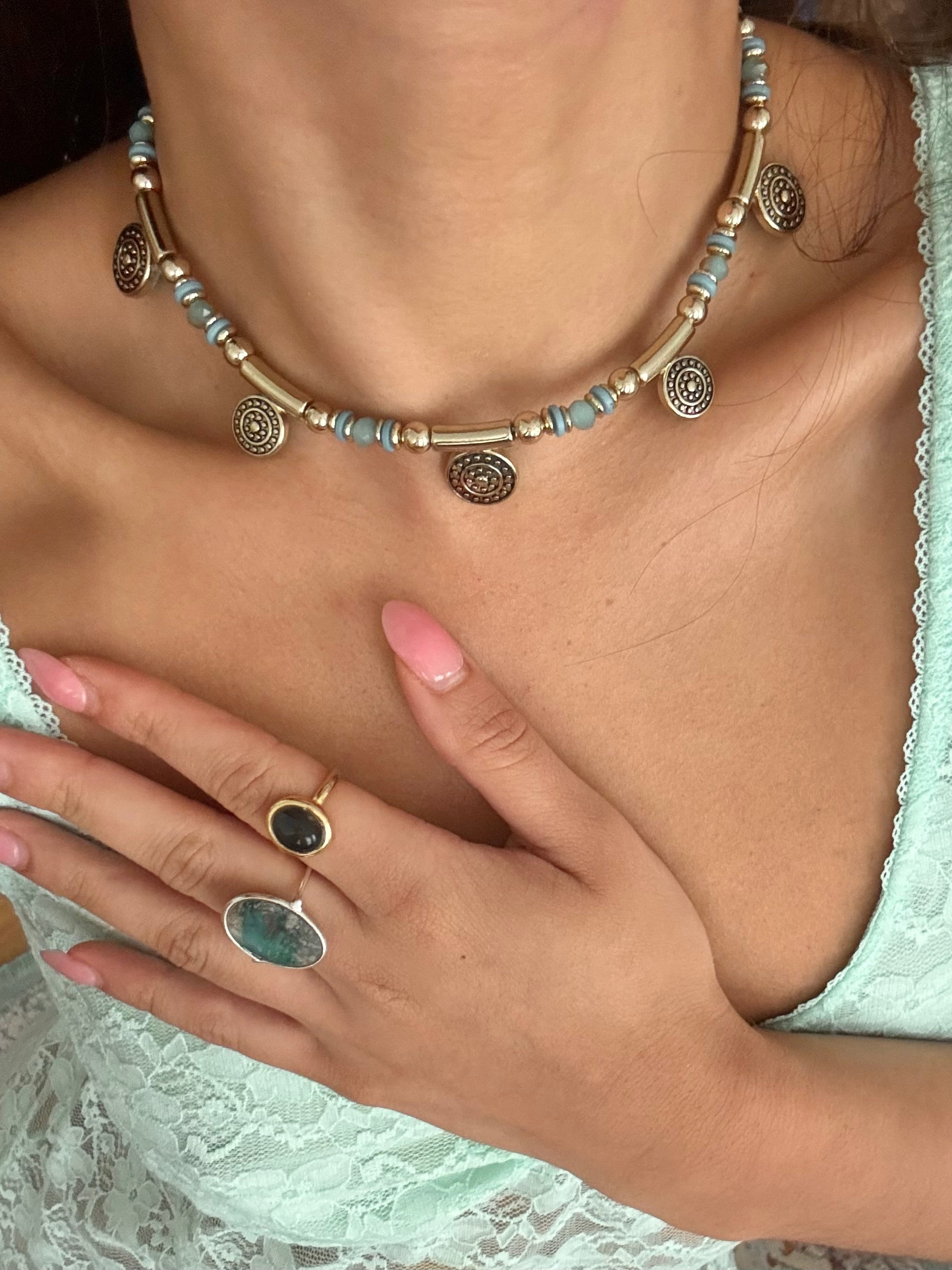 Vintage Tears of Turquoise Double Choker