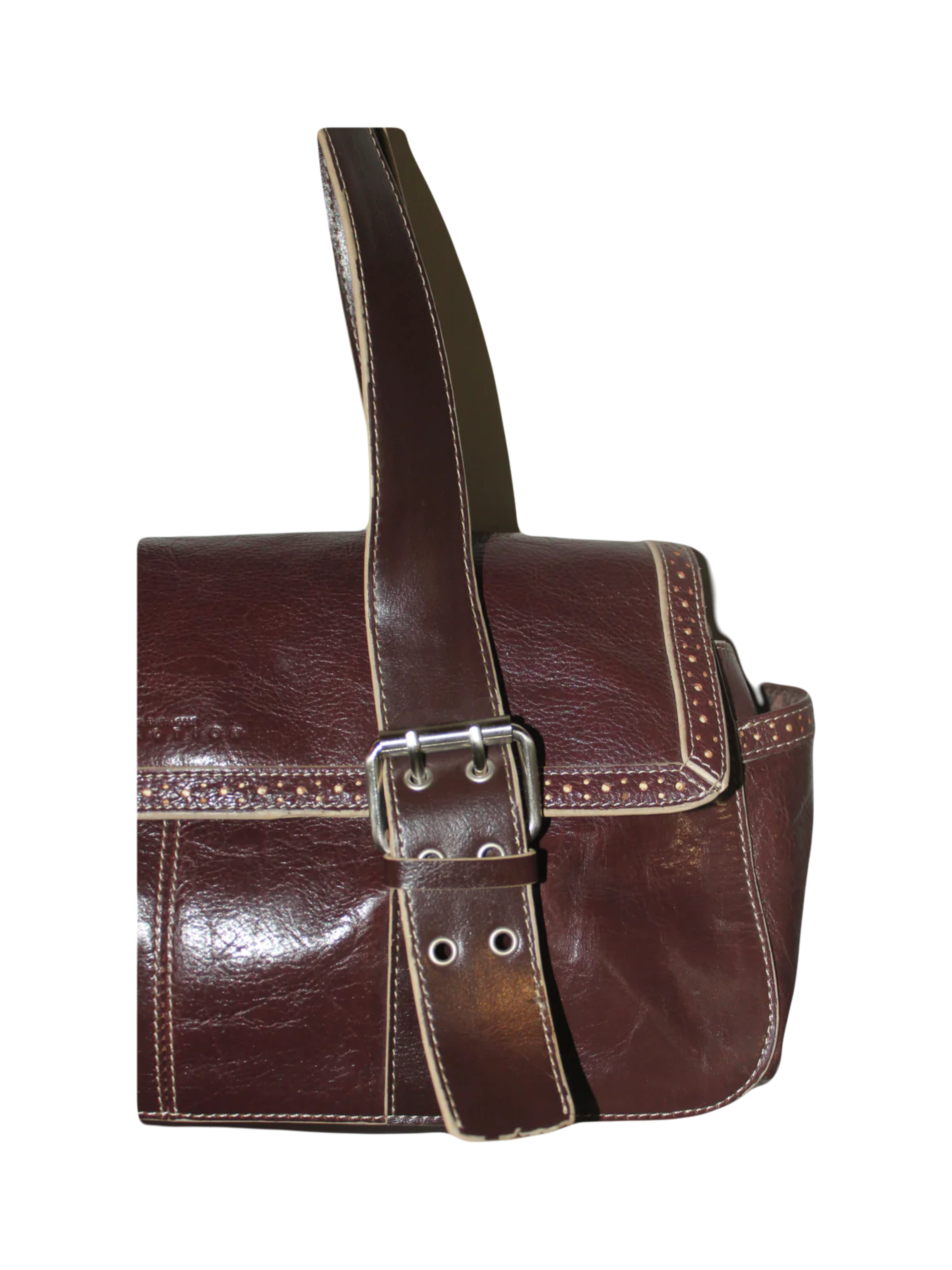 Vintage 90s Chocolate Leather Messenger Purse