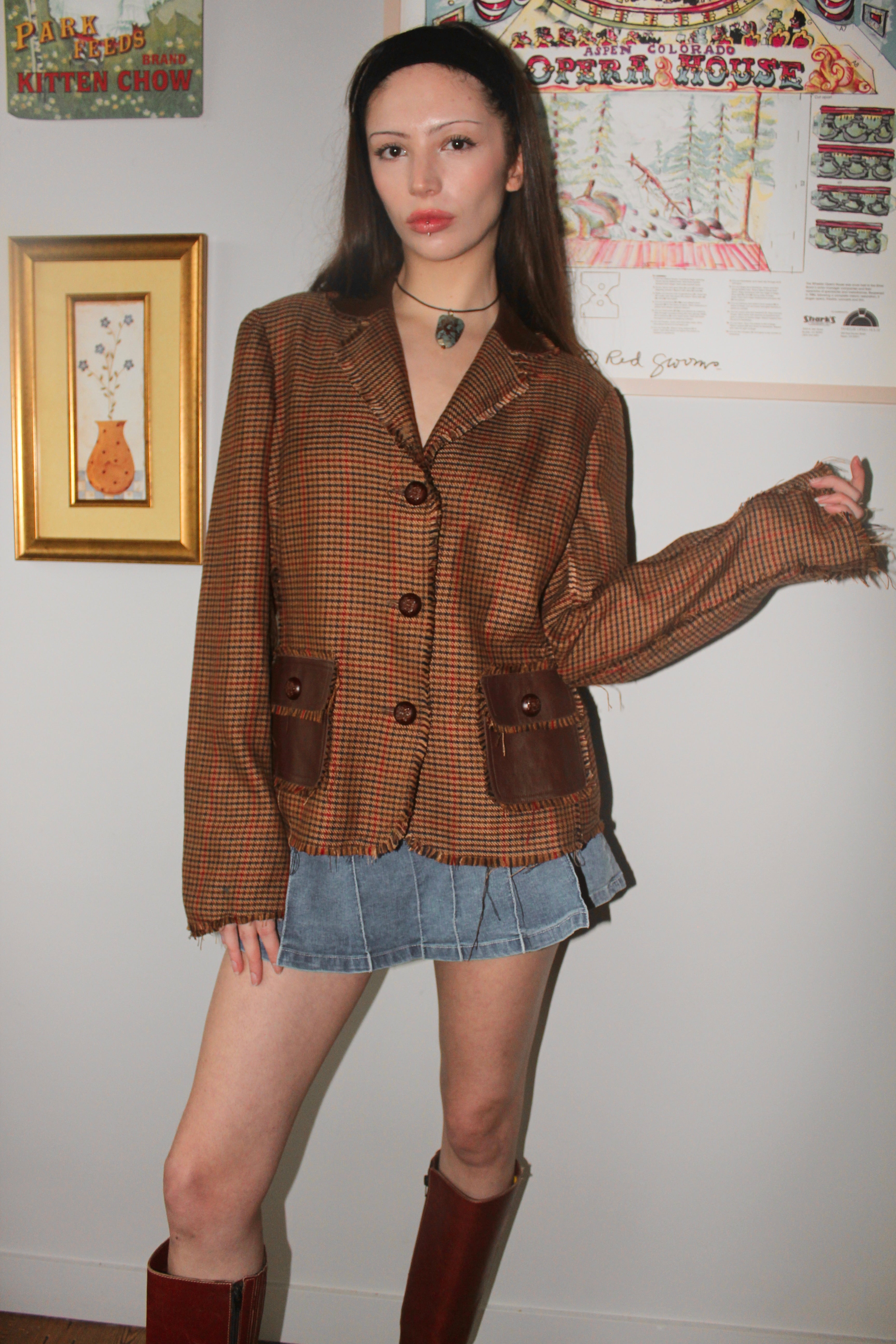 Vintage 90s Frayed Pocket Blazer (M)