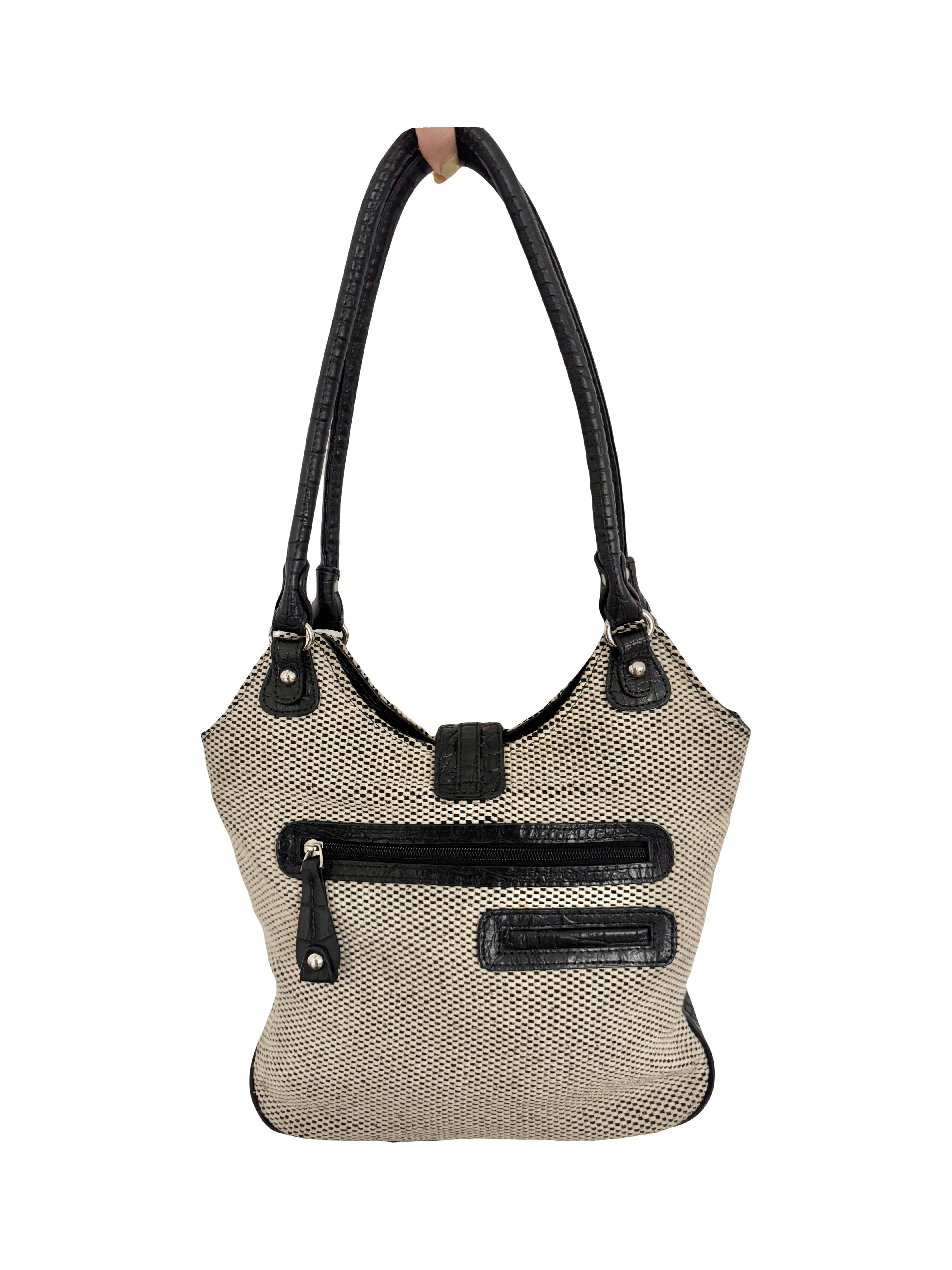 Vintage 90s Textured Moto Shoulder Purse