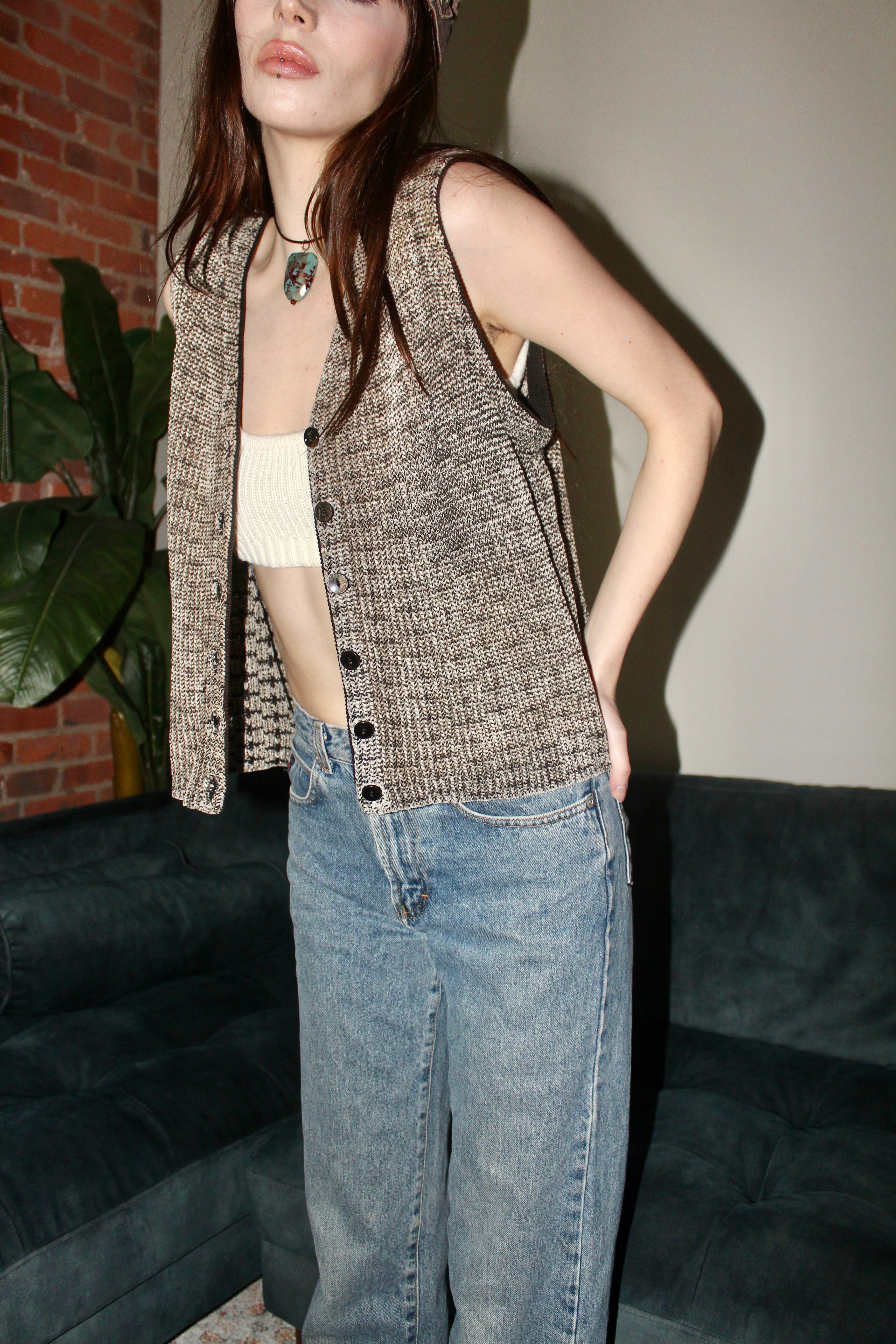 Vintage 90s Cozy Knit Vest (M)