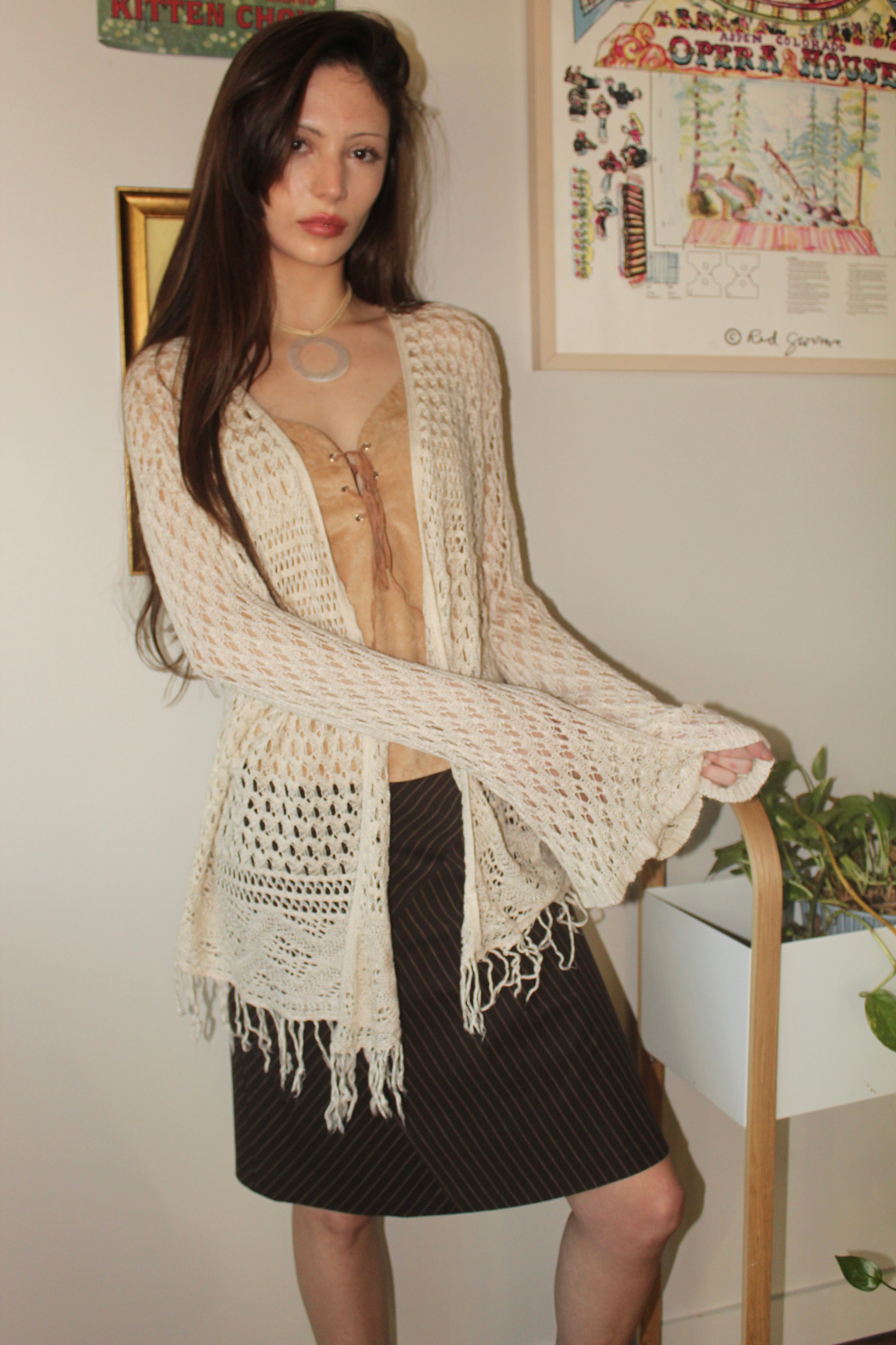 Vintage 90s Fringe Tassel Cardi (M)