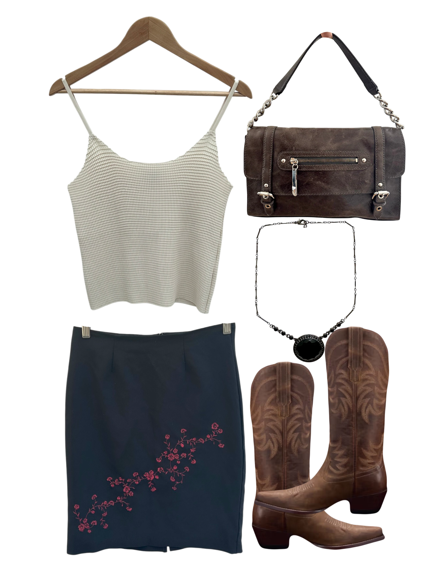 Vintage 90s Slinky Mother of Pearl Crinkle Cami (M)