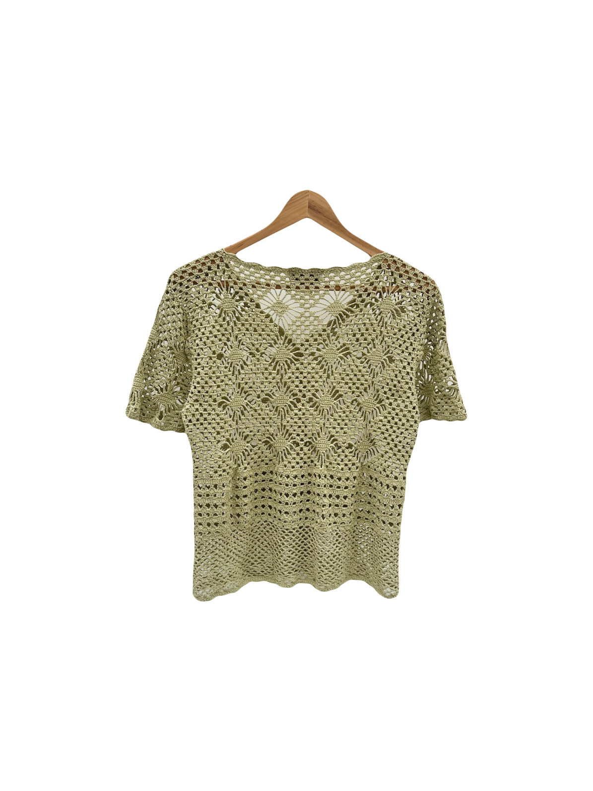 Vintage 90s Avocado Crochet Knit Top (M)