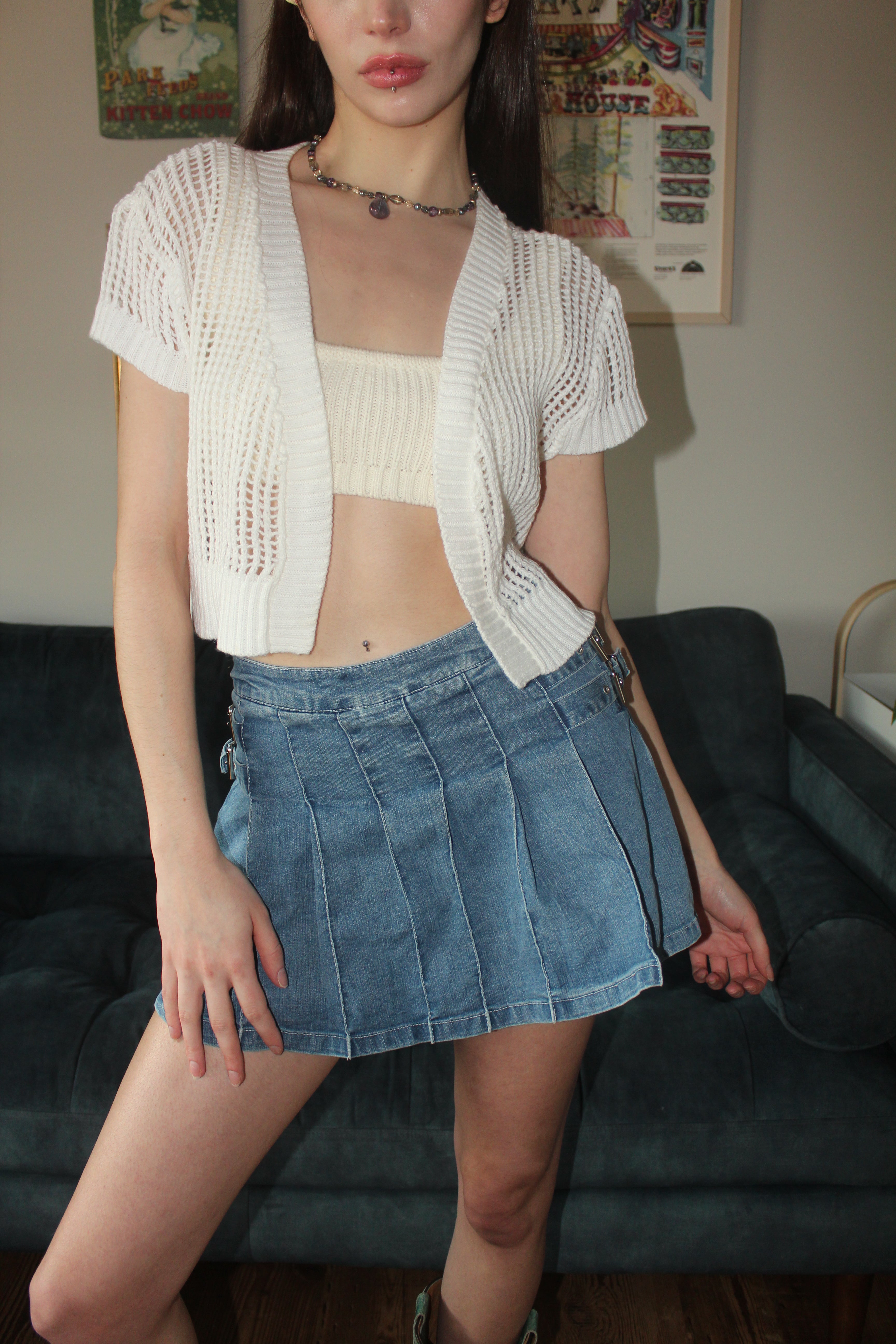 Vintage 90s Cropped Mesh Knit (M)