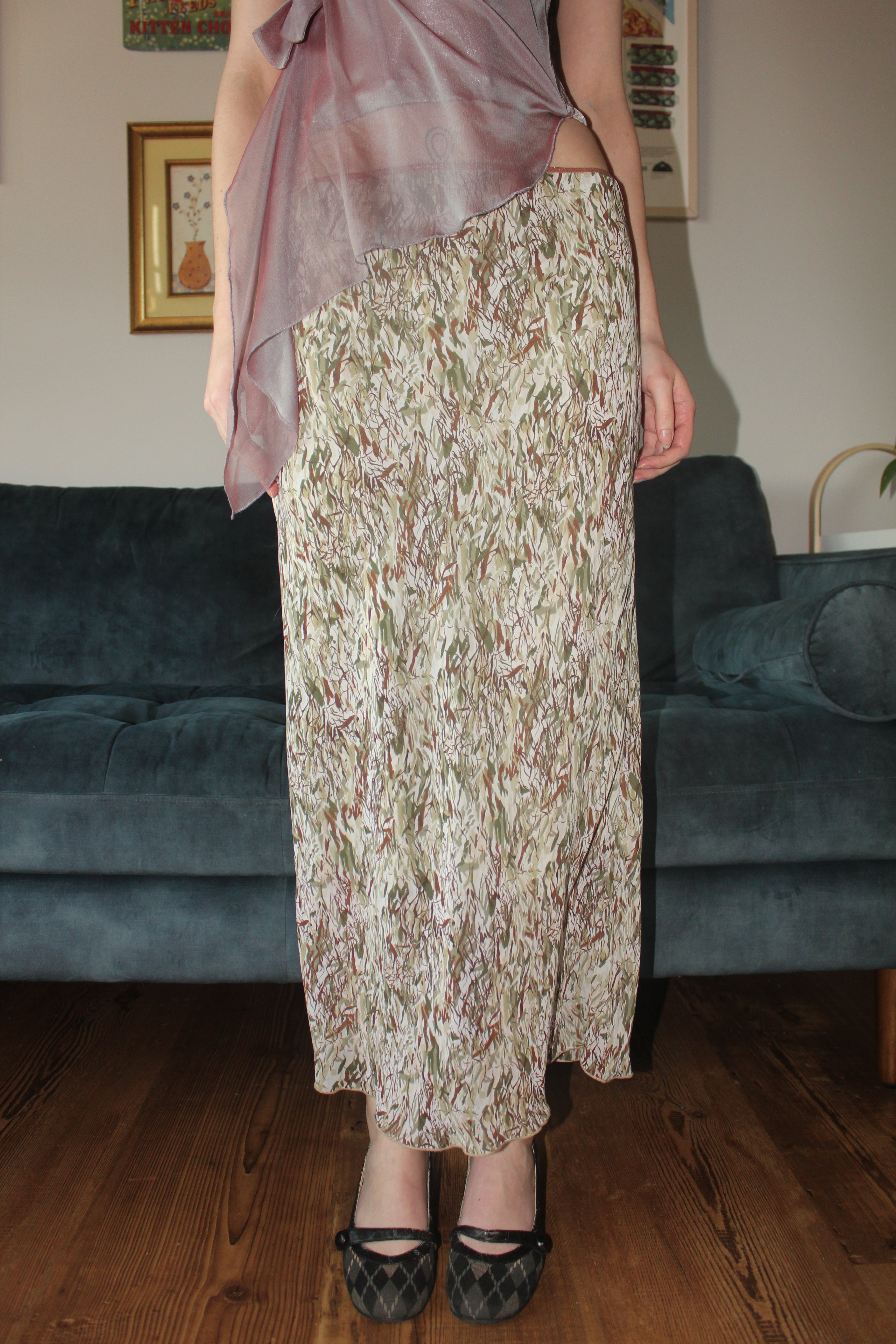 Vintage 90s Leafy Midi Skirt (S)