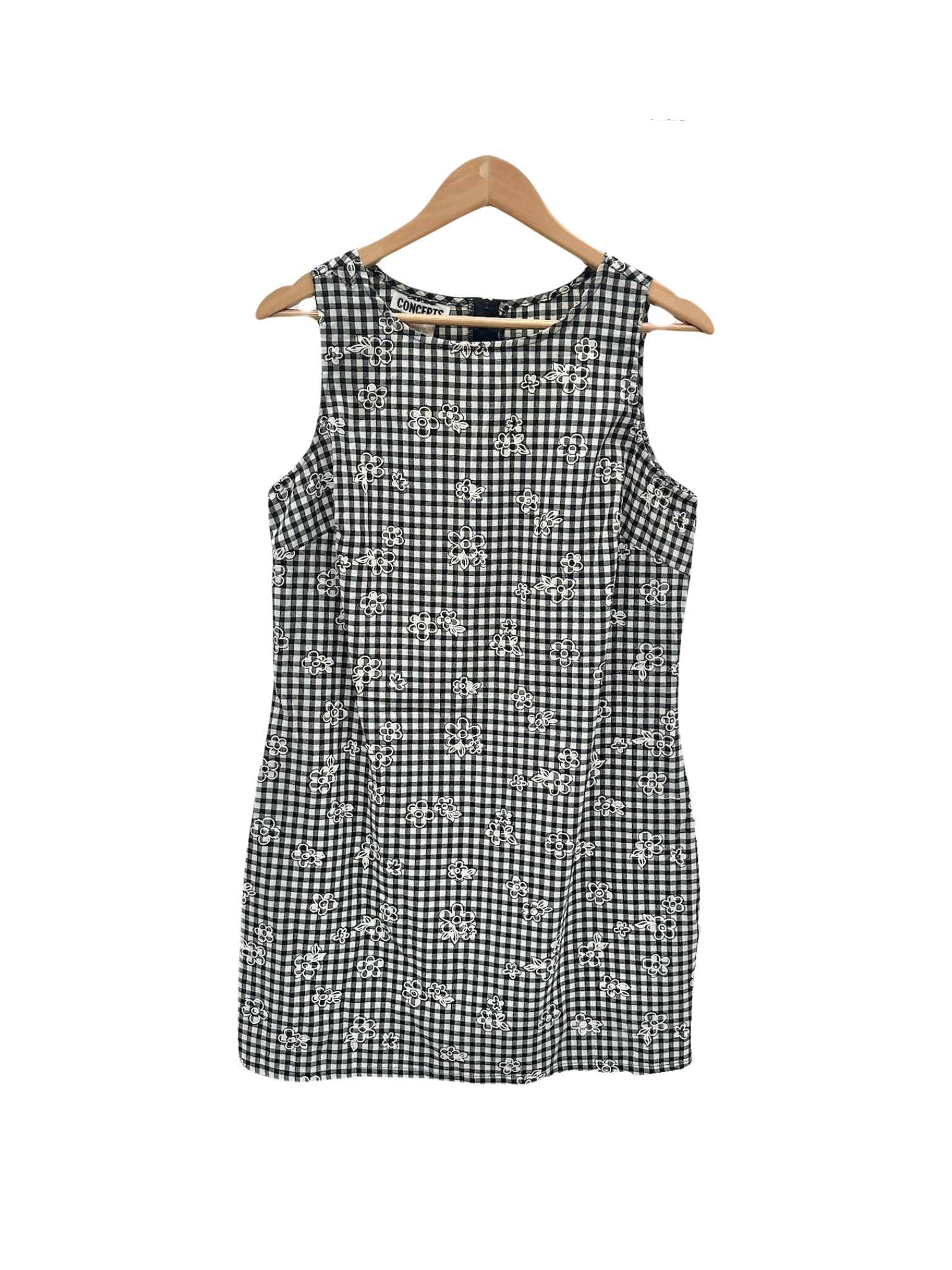 Vintage 90s Embroidered Checkered Mini Dress (M)