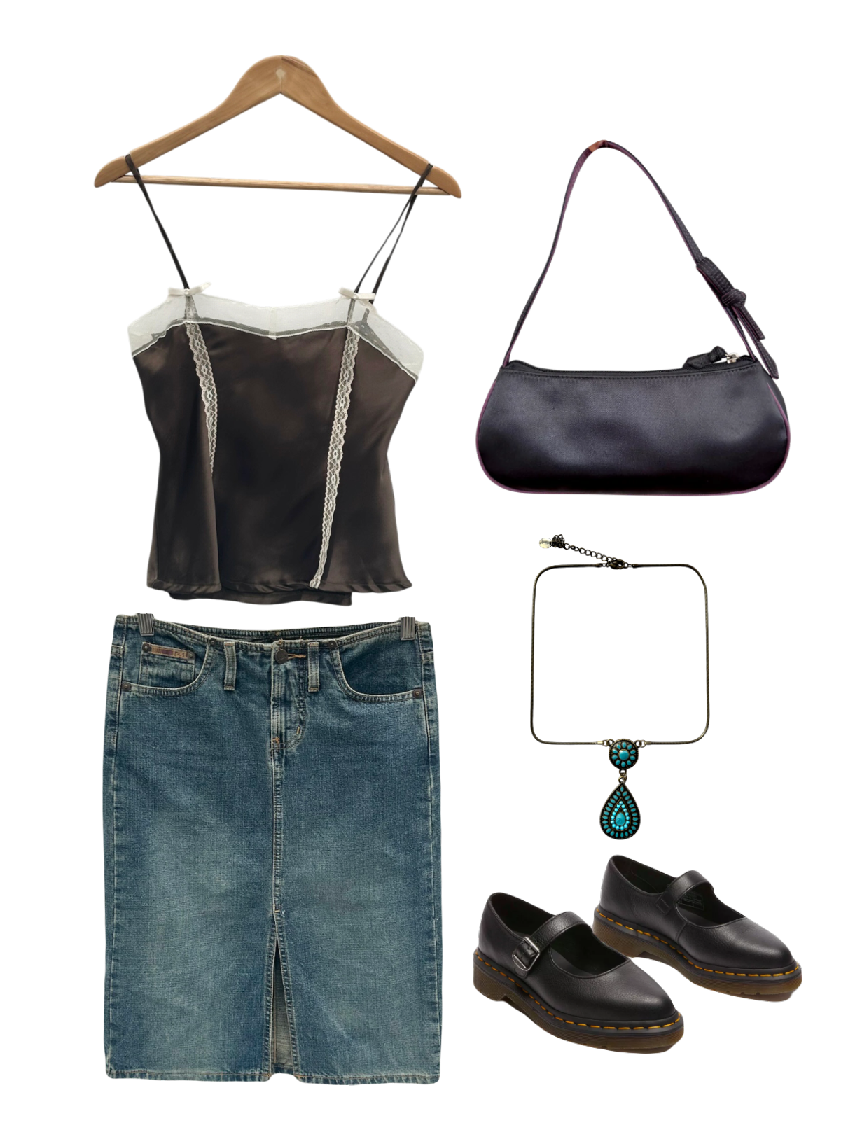 Vintage 90s Low Waist Denim Midi Skirt (S/M)