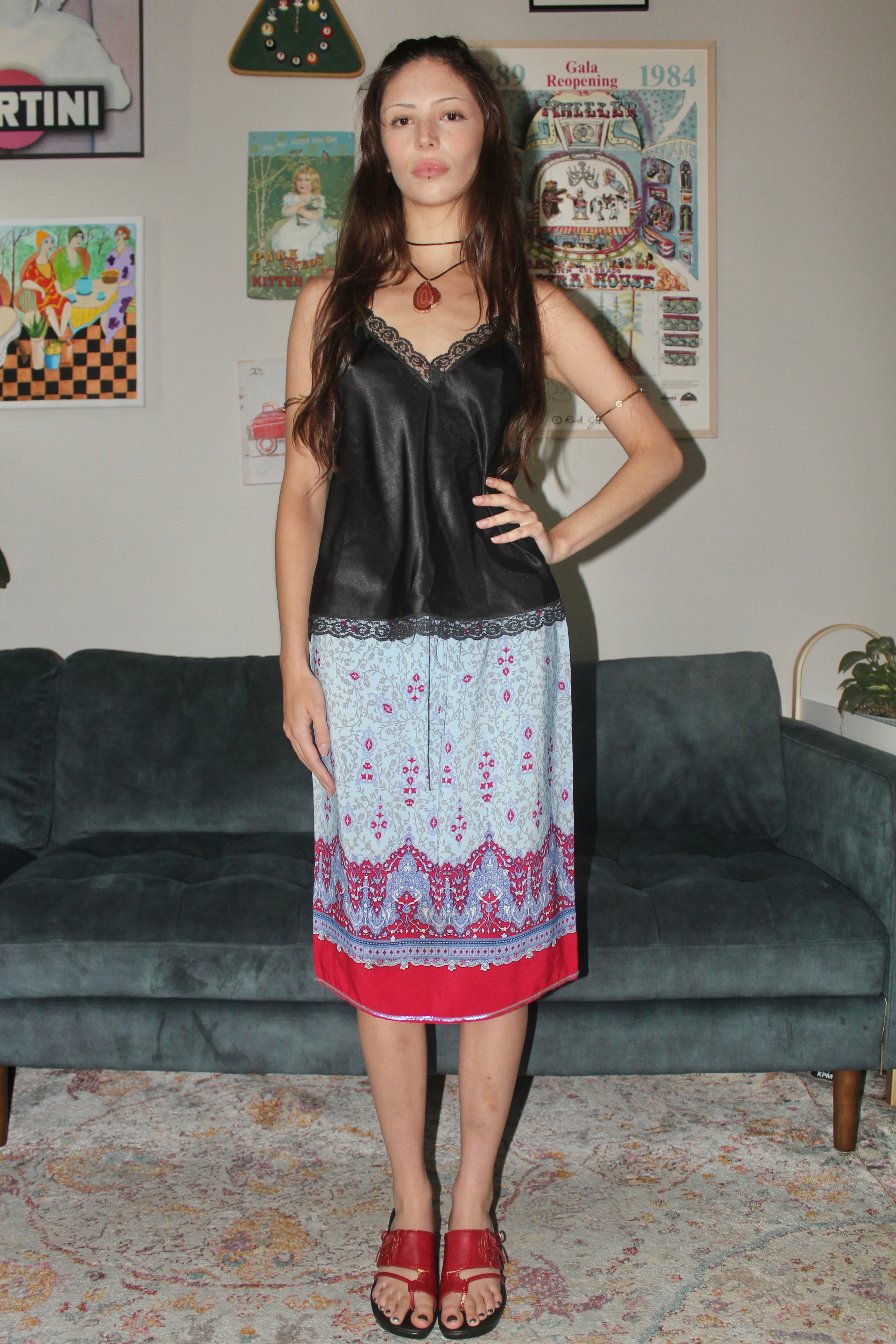 Vintage 90s Boho Patterned Skirt (M)