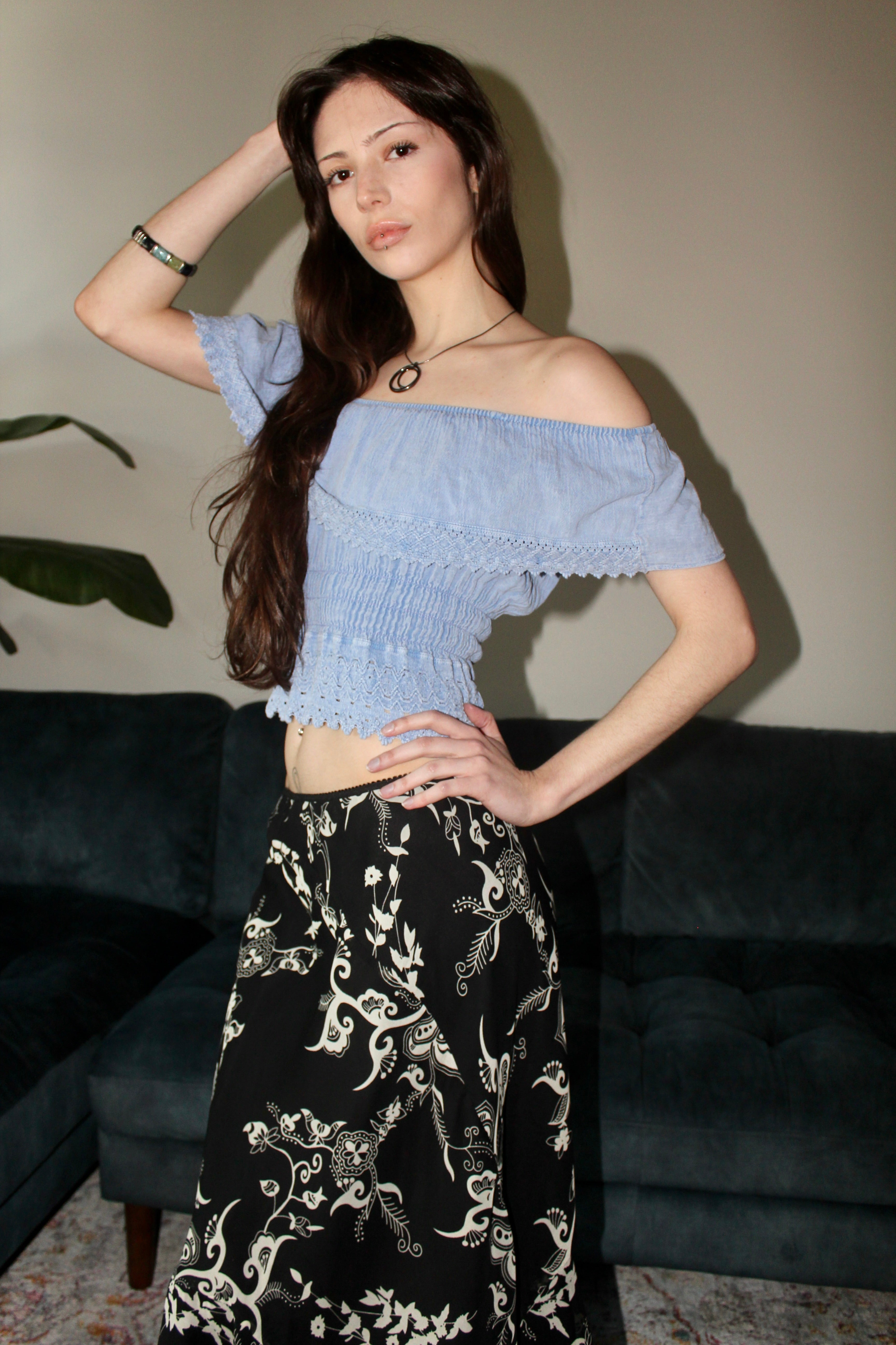 Vintage 90s Prairie Off the Shoulder Top (S)