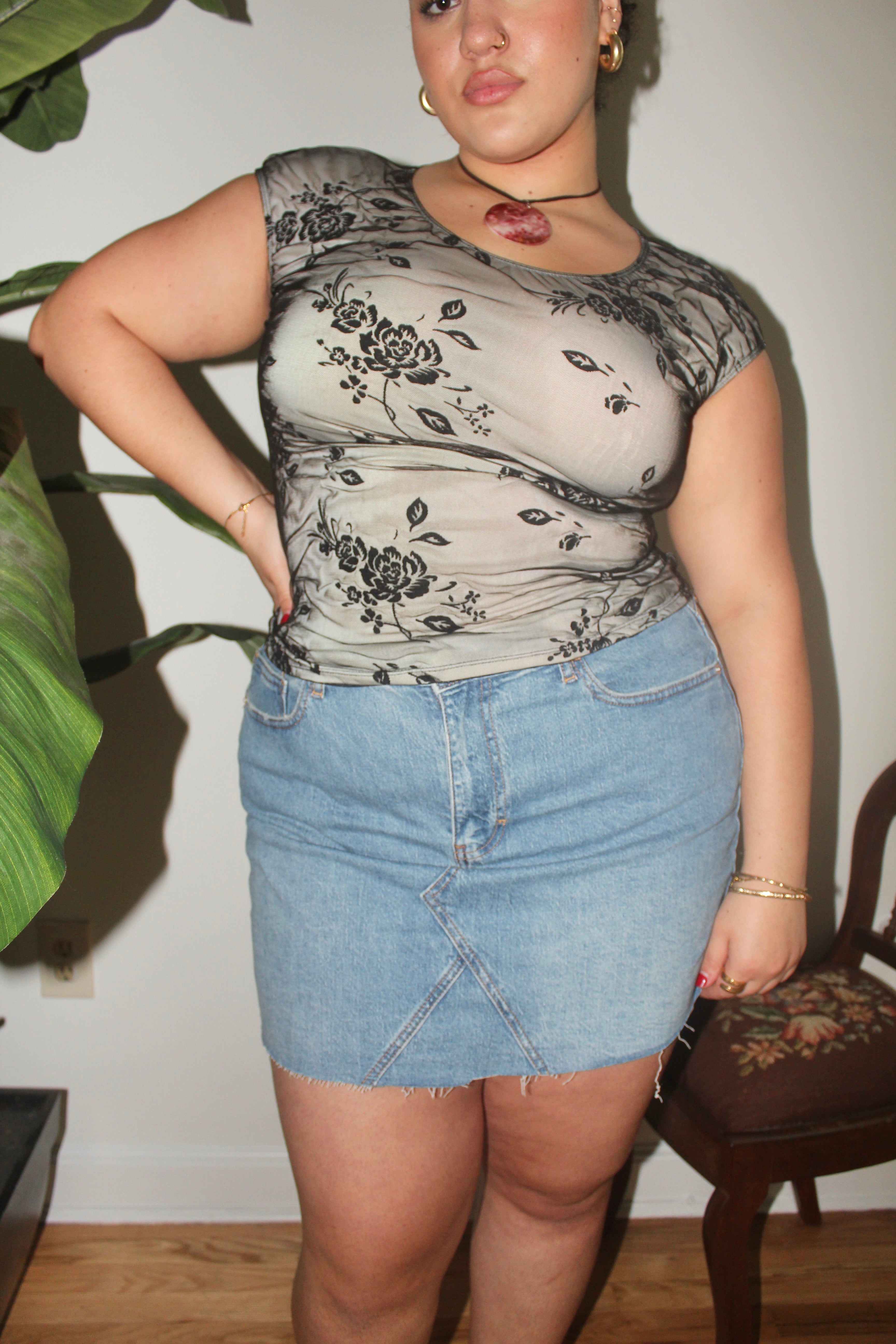 Vintage 90s Embroidered Knit Short Sleeve (L)