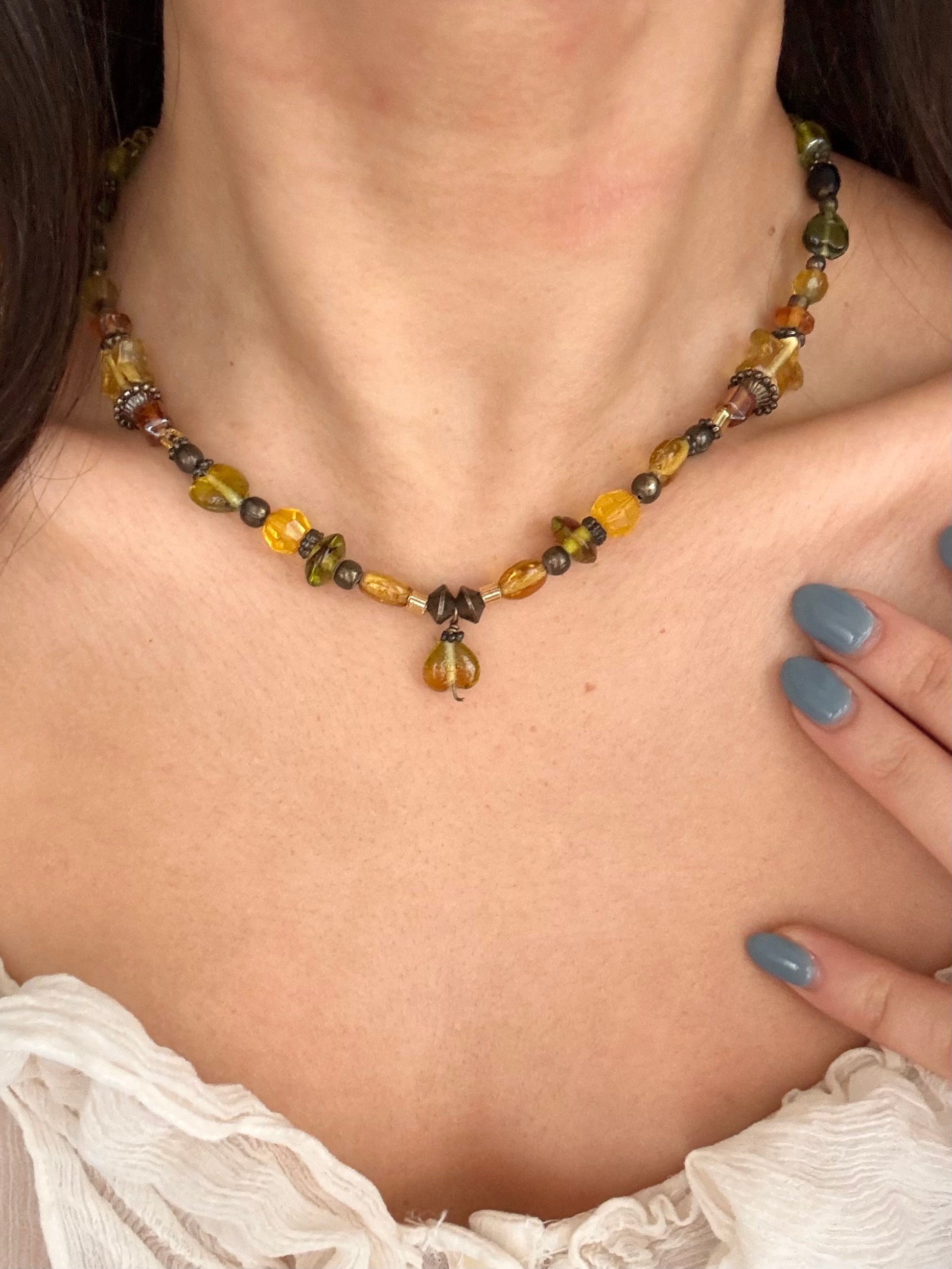 Petal & Stone Beaded Choker