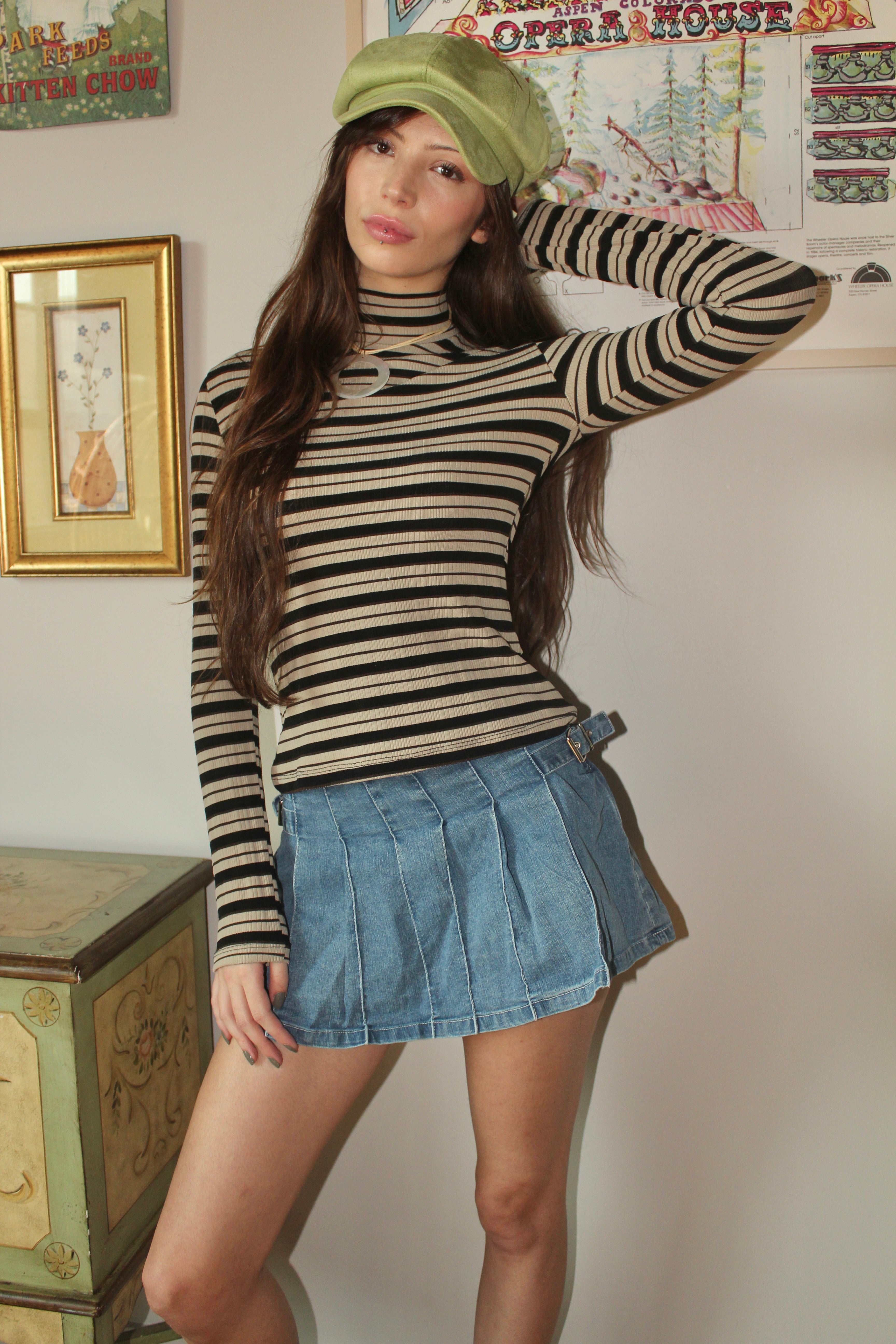 Vintage 90s Striped Mock Neck (S)