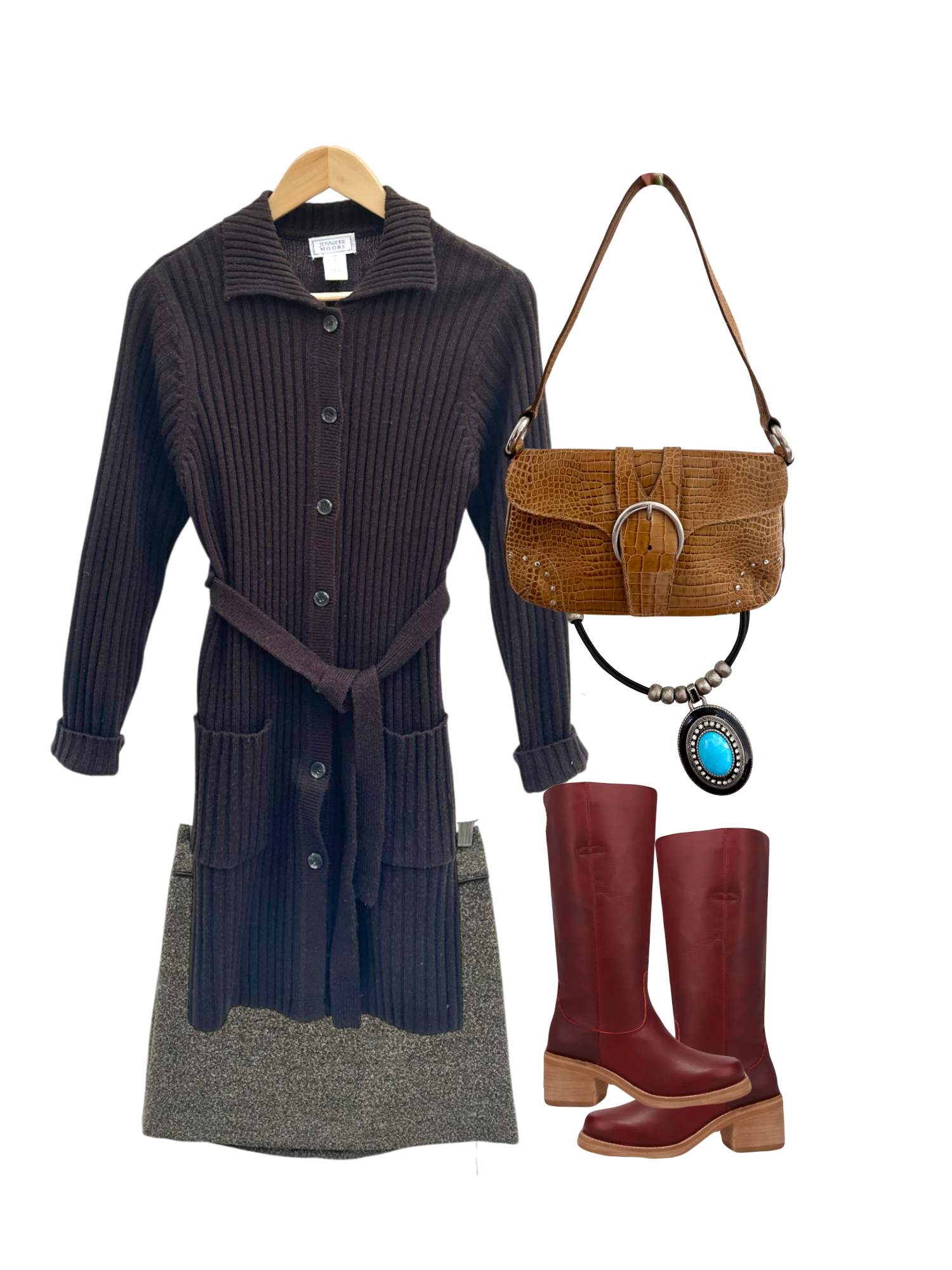 Vintage 90s Chocolate Ribbed Belted Knit (S/M)