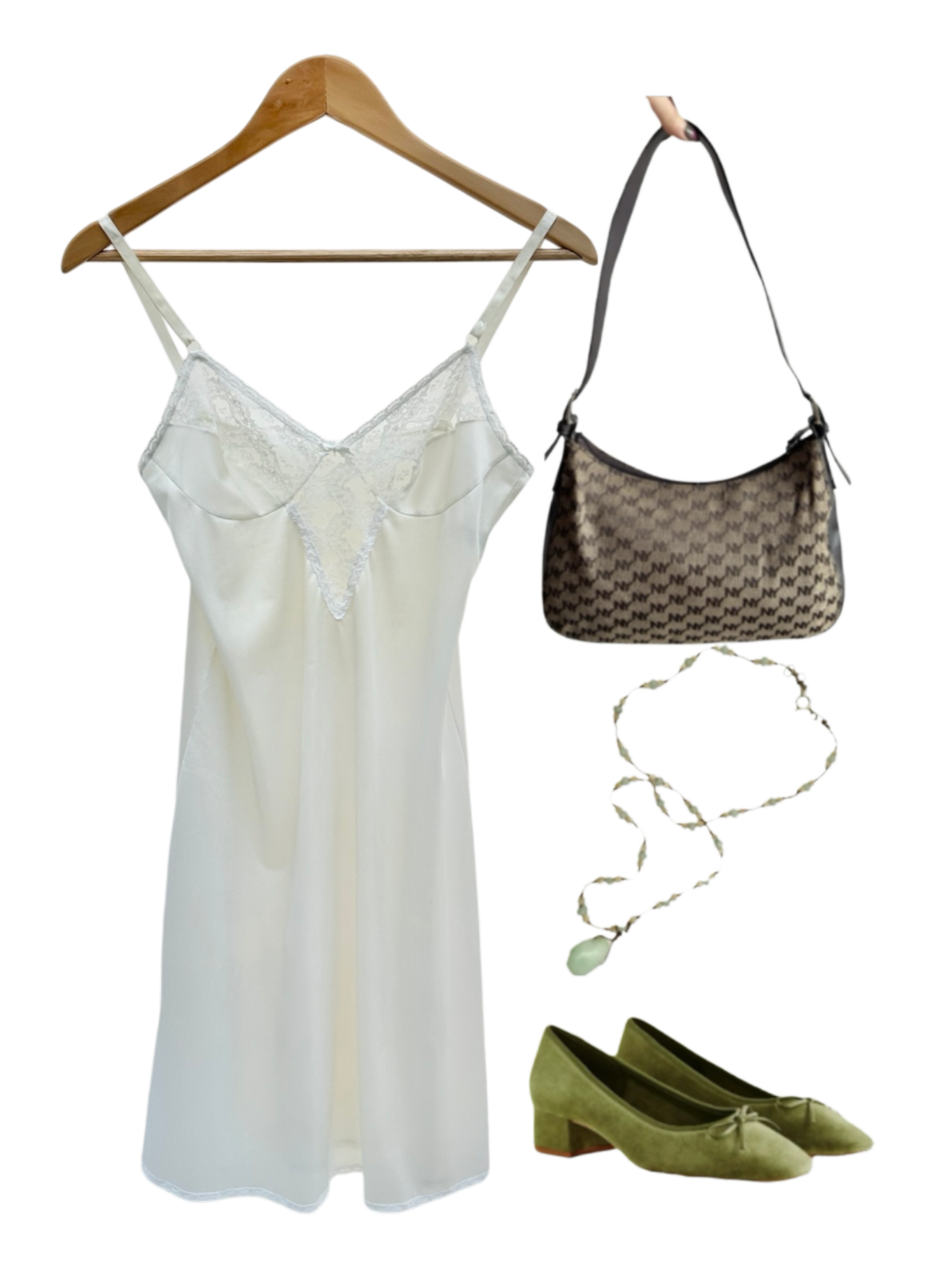 Vintage 60s Lace Ivory Slip Dress (S)