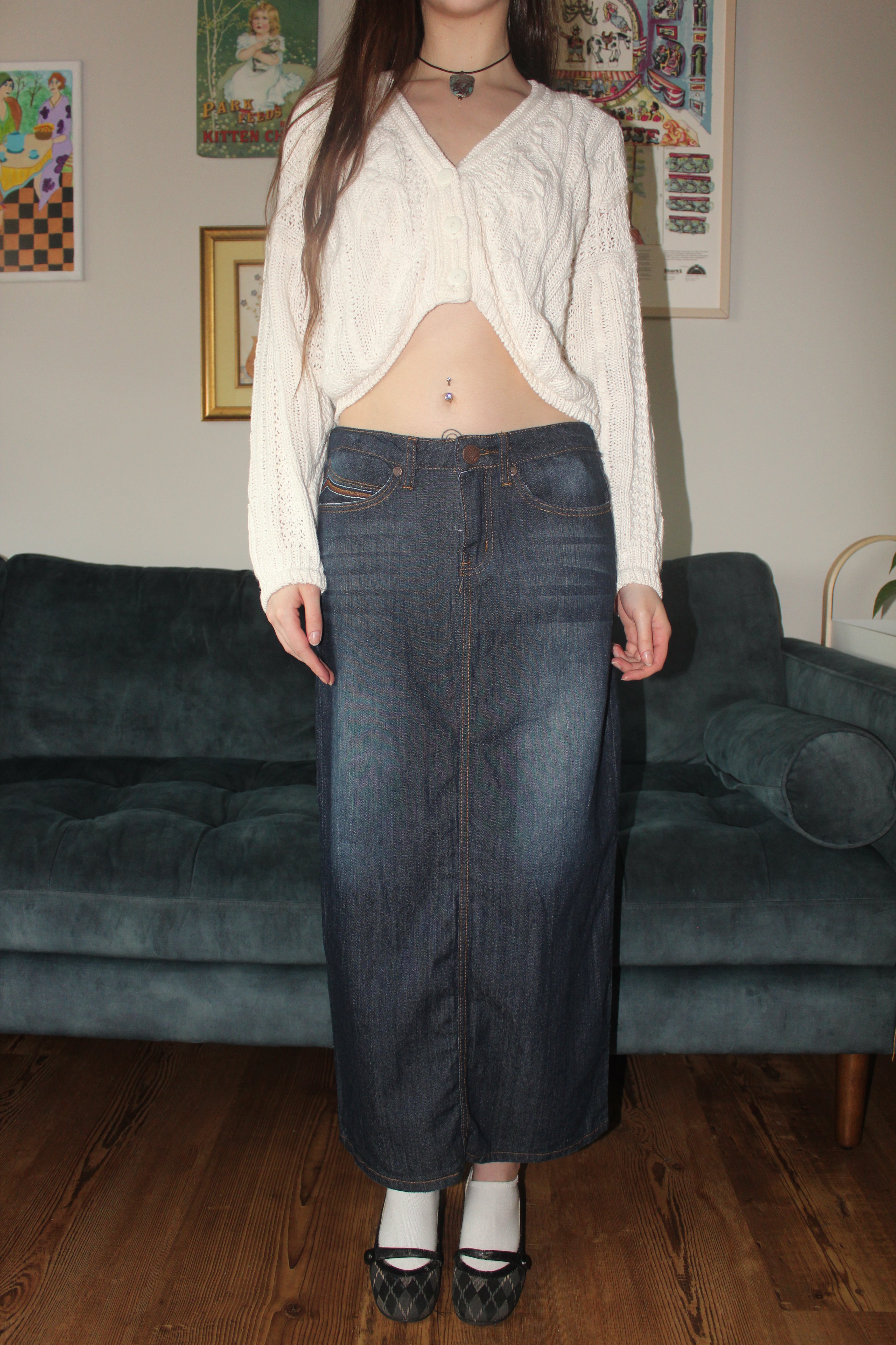 Vintage 90s Denim Maxi Skirt (M)