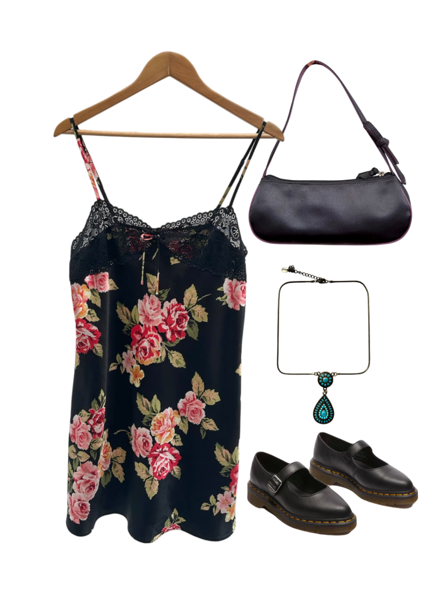 Vintage 90s Lace Floral Mini Slip Dress (M)